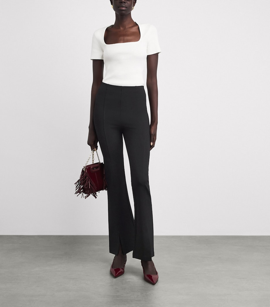 Maje Womens Flared Slit Trousers Black Image 2