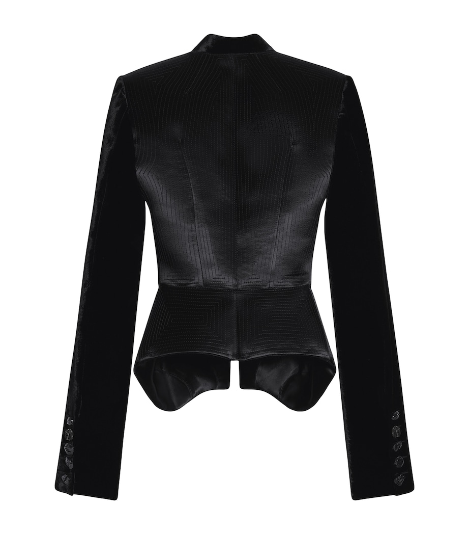 Schiaparelli Womens Satin-Velvet Embroidered Elsa Jacket Black Image 6