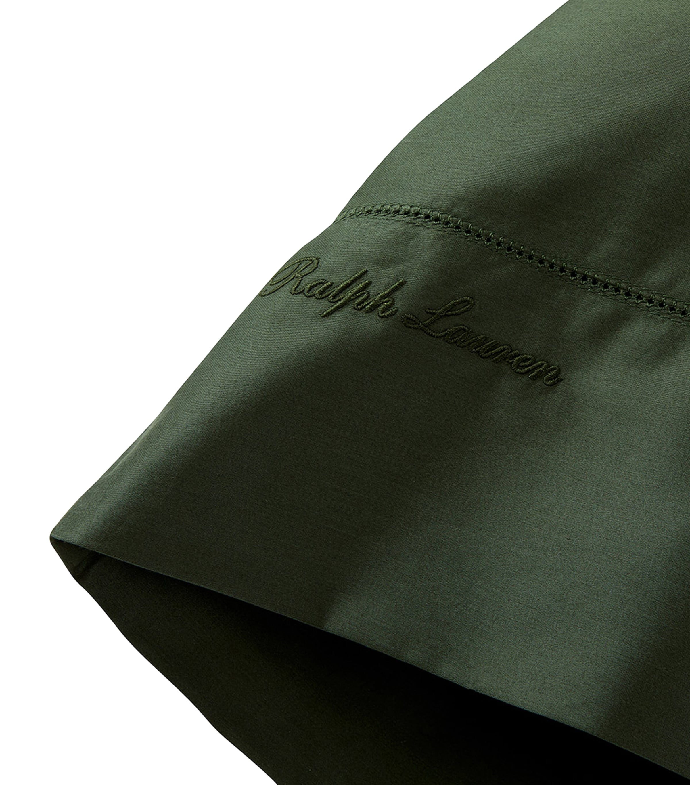 Ralph Lauren Home Cotton RL624 Square Pillowcase Pair (65cm x 65cm) Dkgreen Image 3