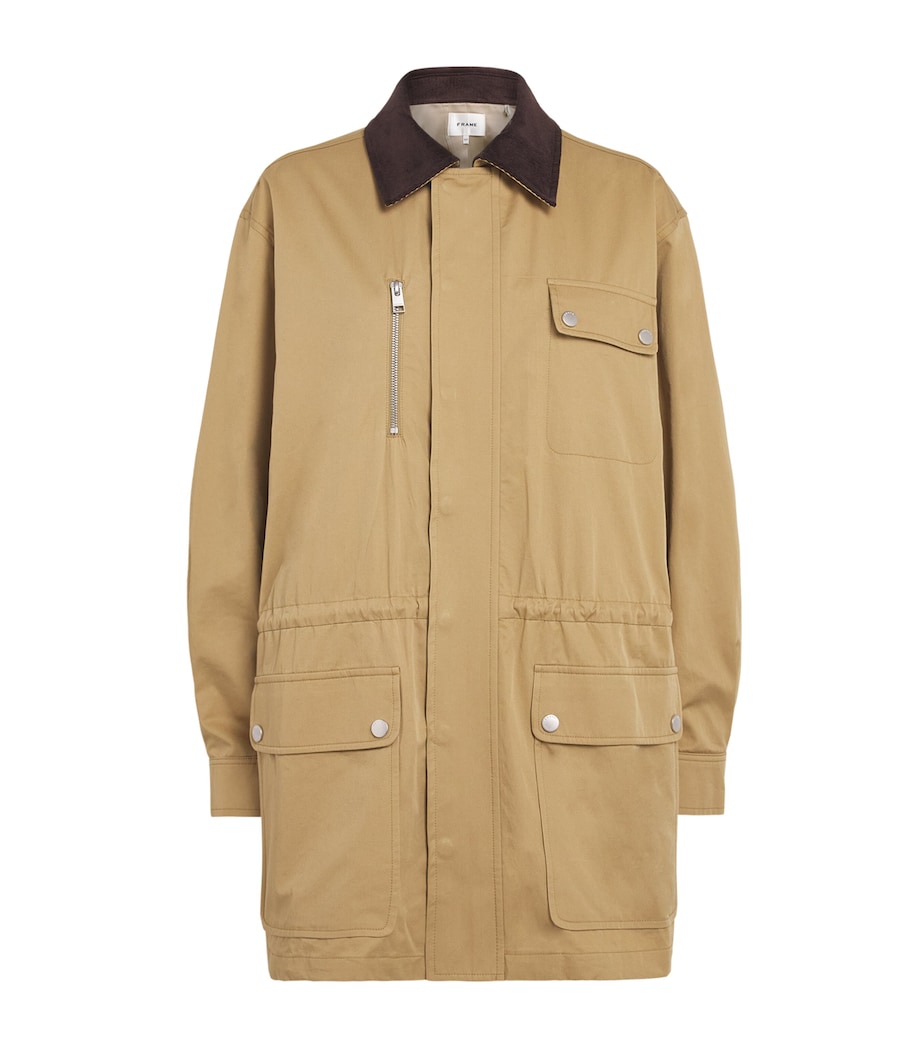 FRAME Womens Cotton Twill The Safari Jacket Khaki Image 1