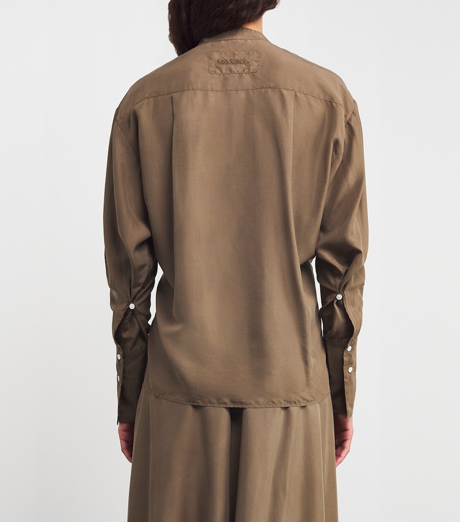 Silk Button-Detail Shirt KAKI Image 4