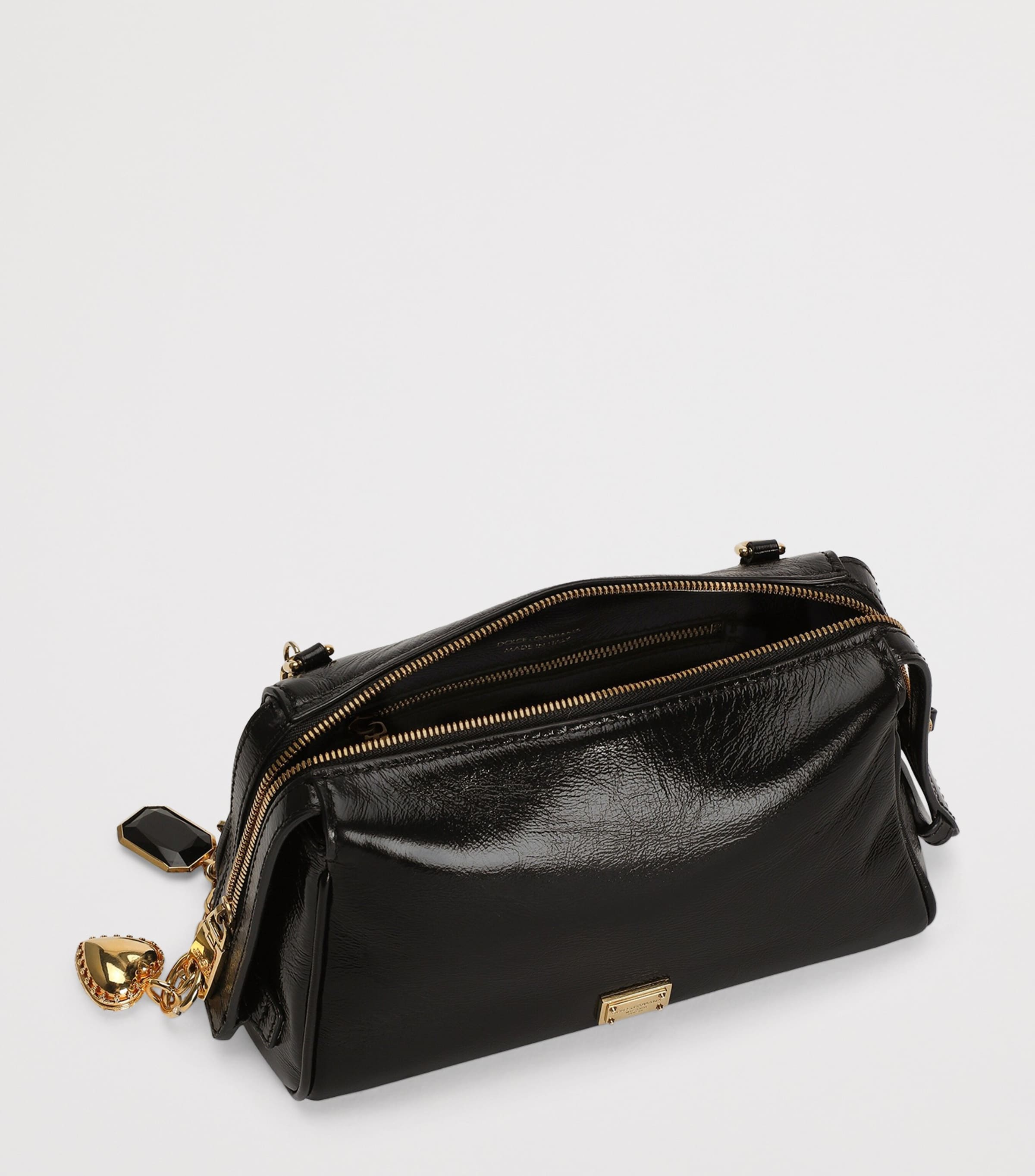 Calfskin Vittoria Charm Shoulder Bag 8I984-NERO/OTTO Image 6
