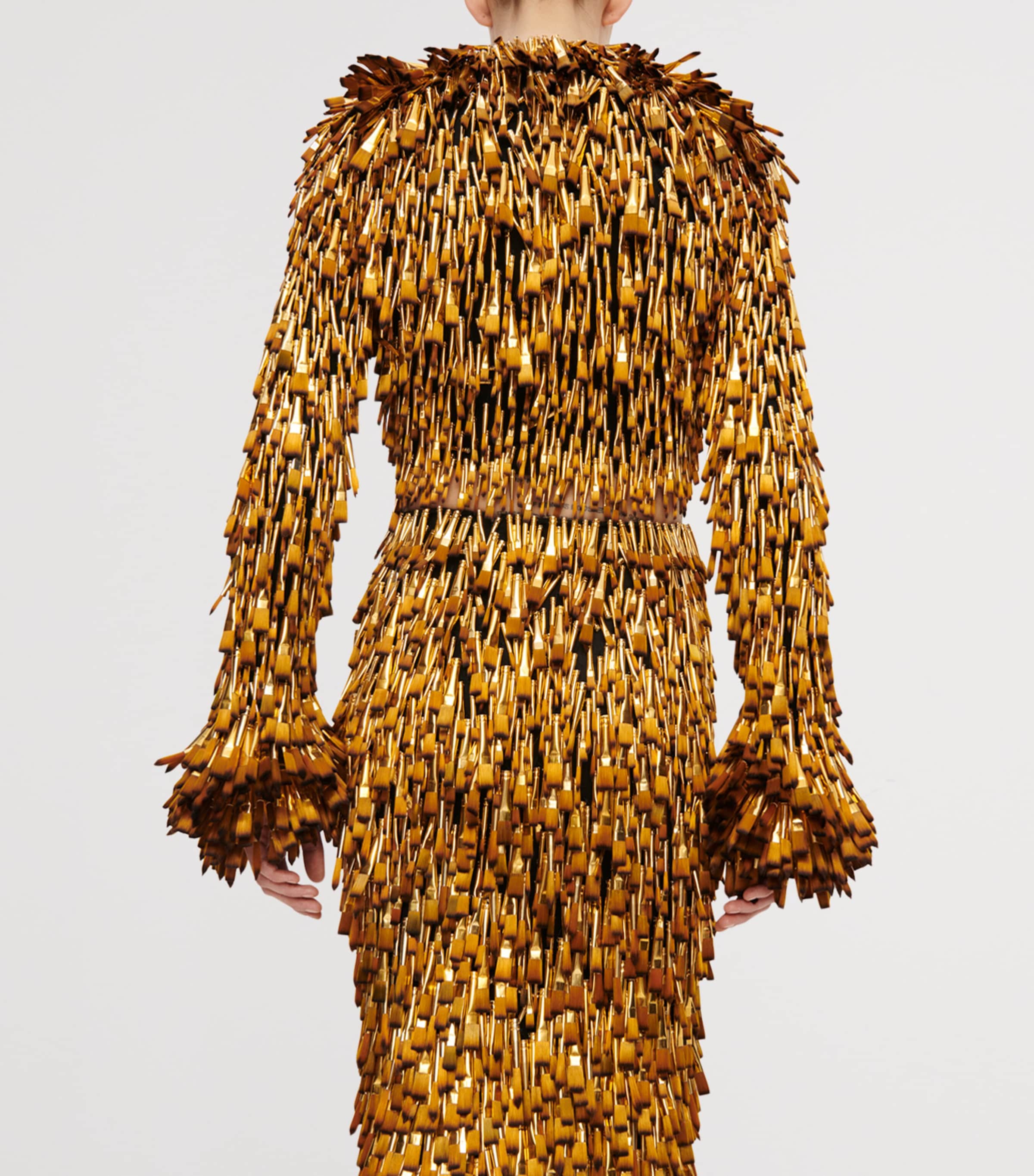 Schiaparelli Womens Embellished Brush Cardigan Gold Image 3