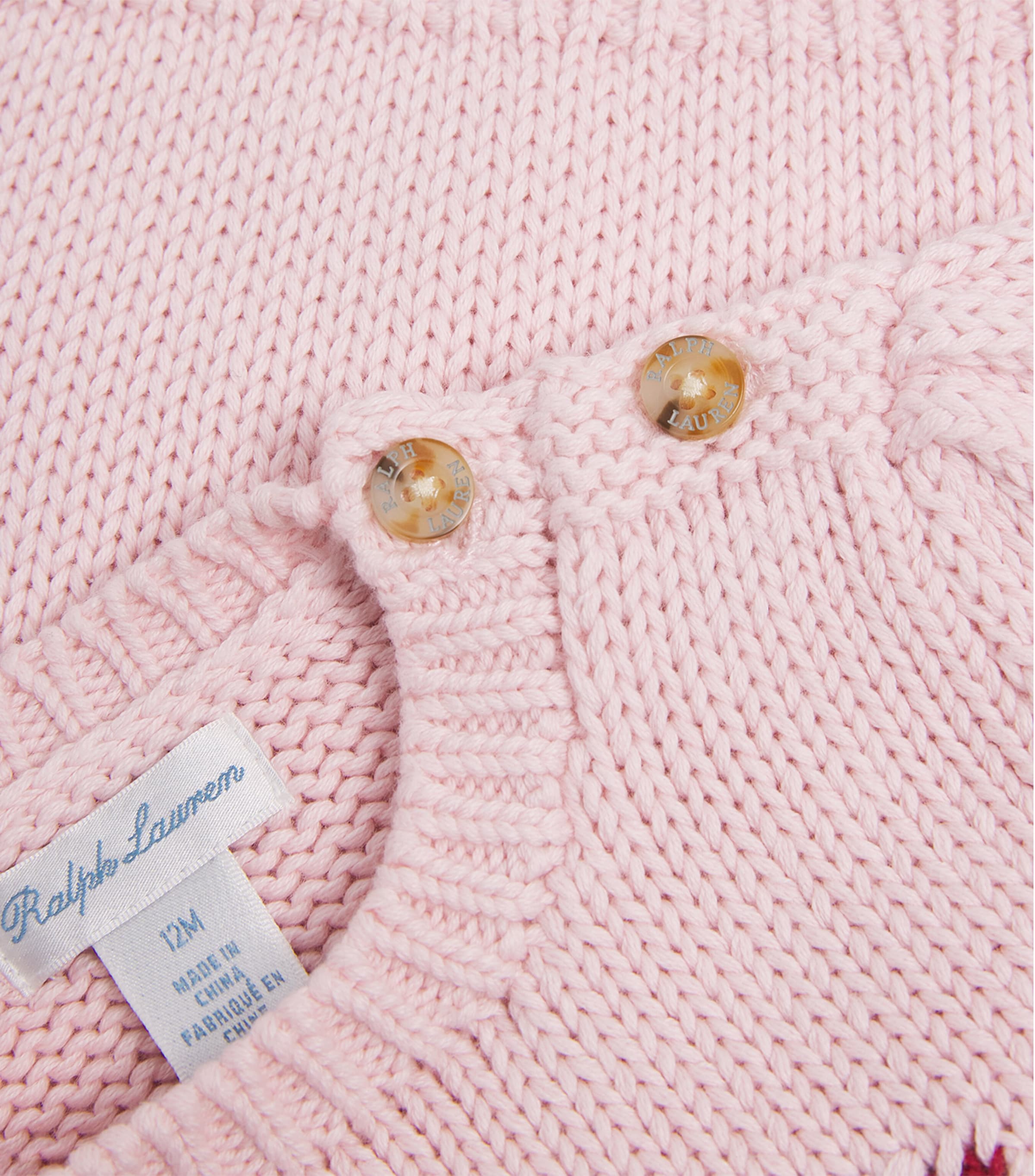 Ralph Lauren Kids Cotton American Flag Sweater (3-12 Months) Acacia Pink Image 3