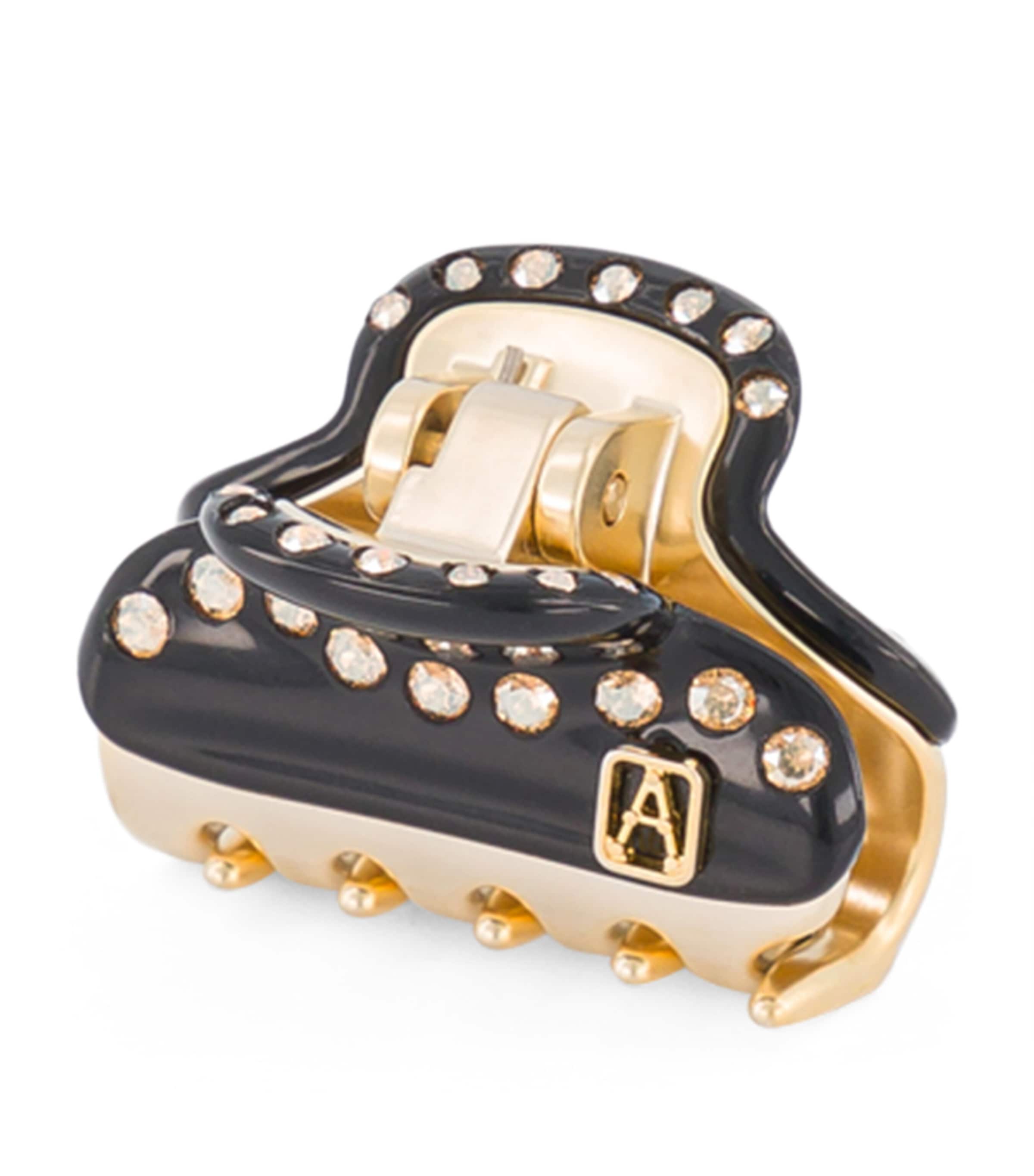 Alexandre de Paris Gold-Plated Crystal-Embellished Claw Hair Clip Noir B/or Image 2