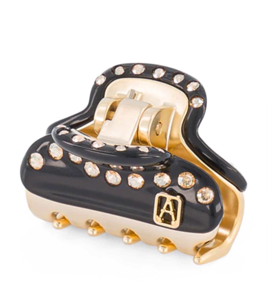 Alexandre de Paris Gold-Plated Crystal-Embellished Claw Hair Clip Noir B/or Image 2