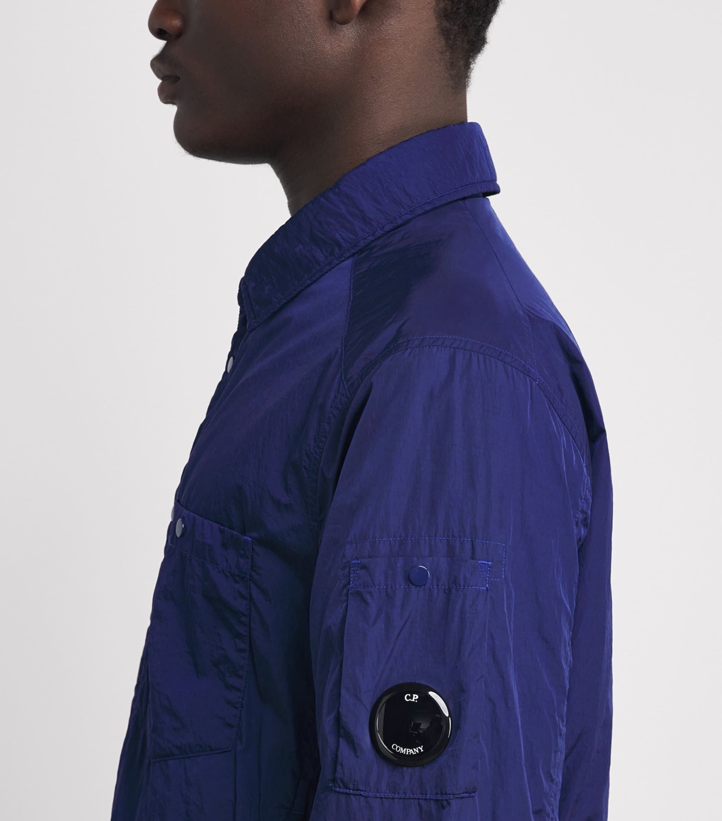 C.P. Company Mens Goggle-Pocket Long-Sleeve Shirt Blueprint Image 3