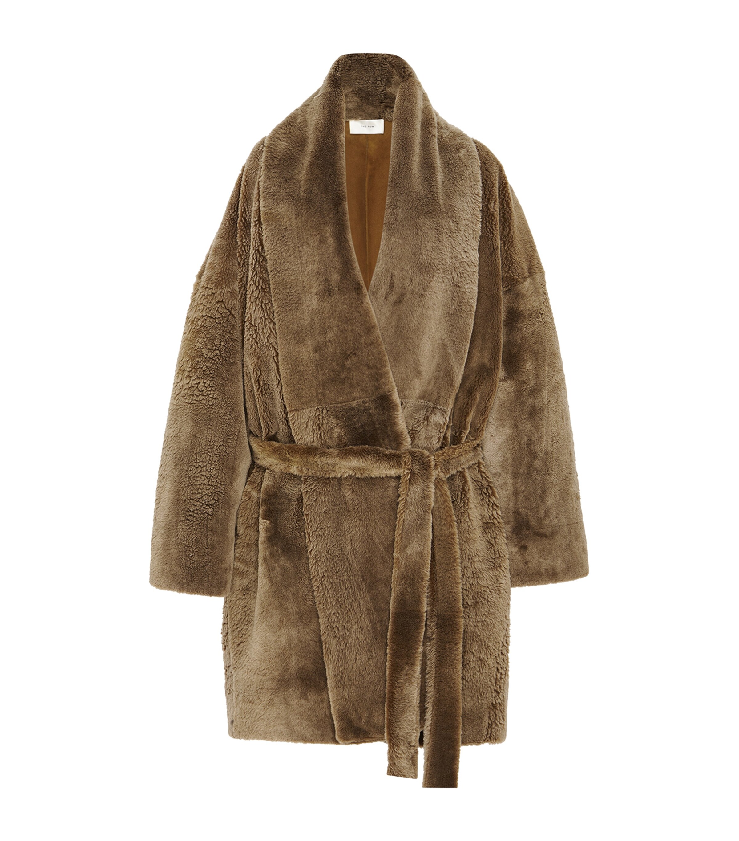 The Row Lucja Lambskin Belted Coat In Brown