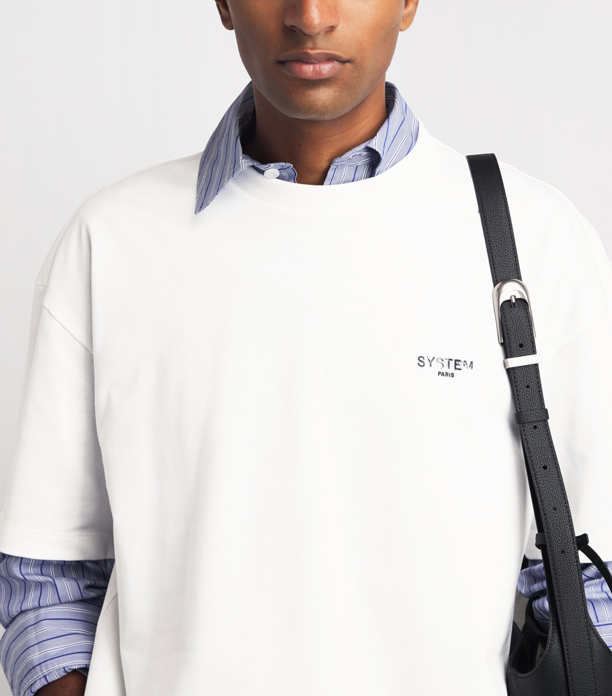 System Mens Cotton Logo T-Shirt Off White Image 3
