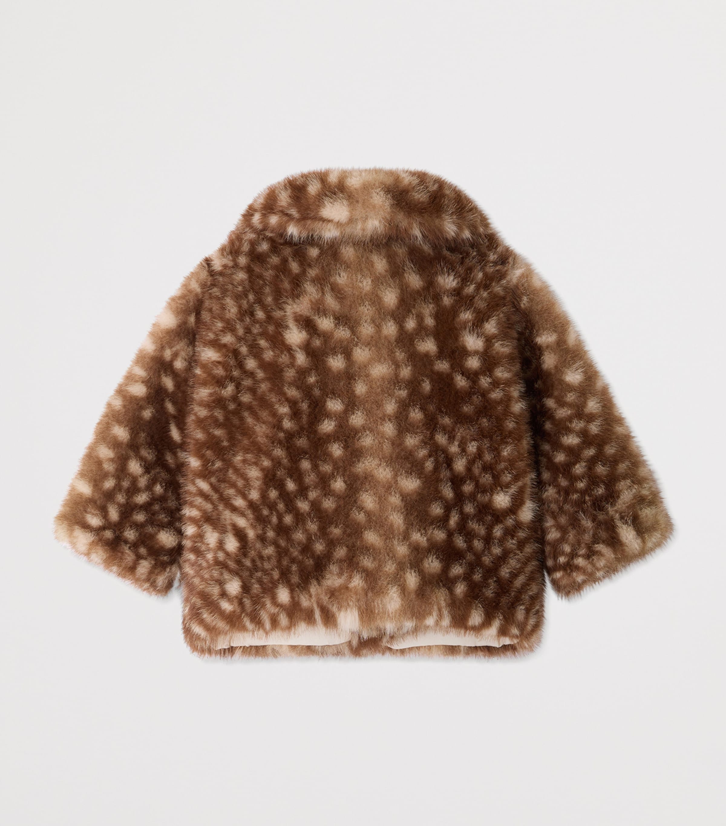 Bonpoint Faux Fur Deer Print Coat (6-18 Months) Caramel Image 2
