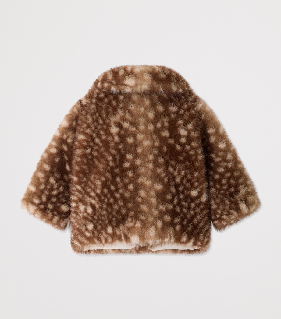 Bonpoint Faux Fur Deer Print Coat (6-18 Months) Caramel Image 2