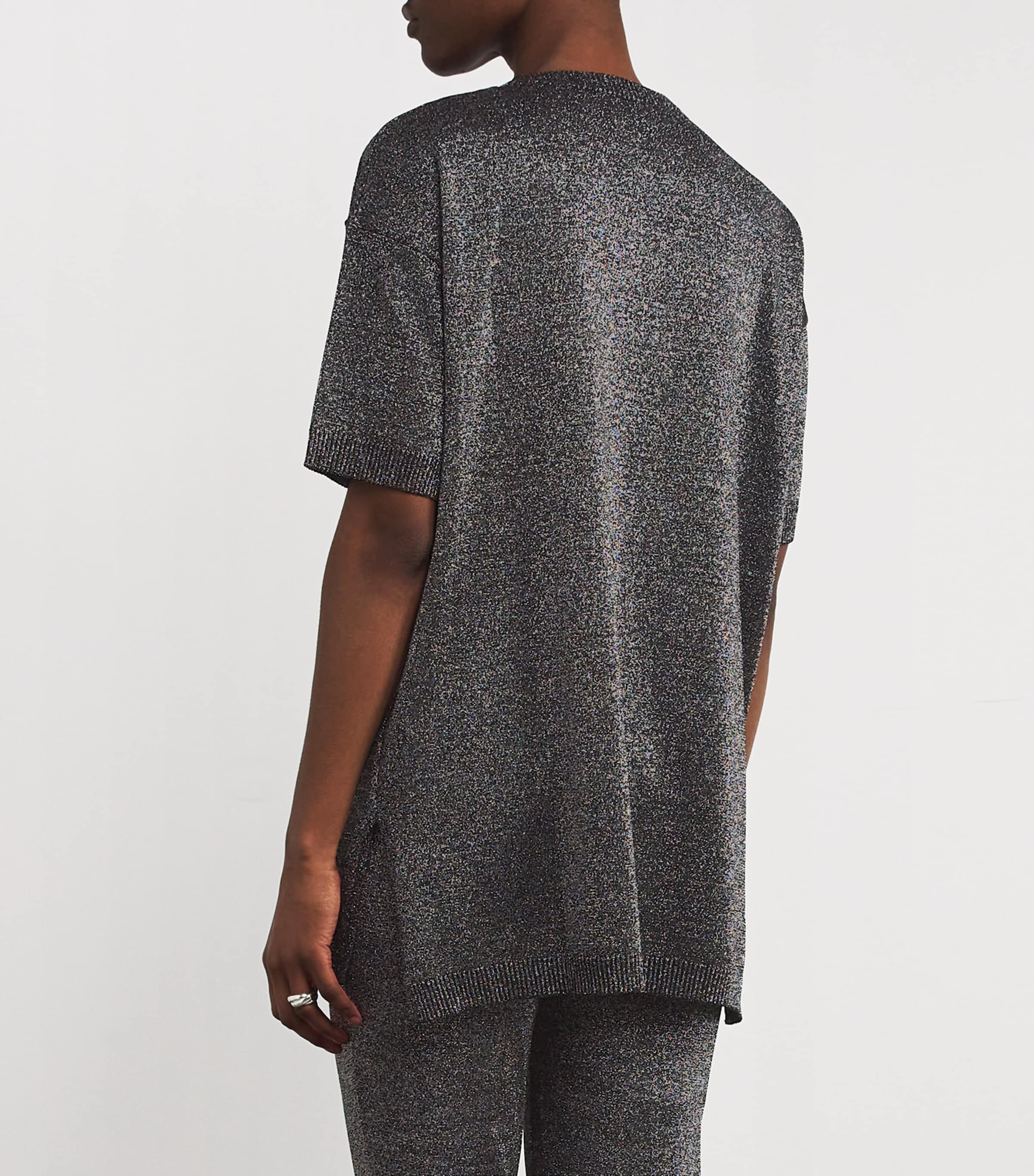 Knitted Metallic T-Shirt L905D SILVER TONES Image 4