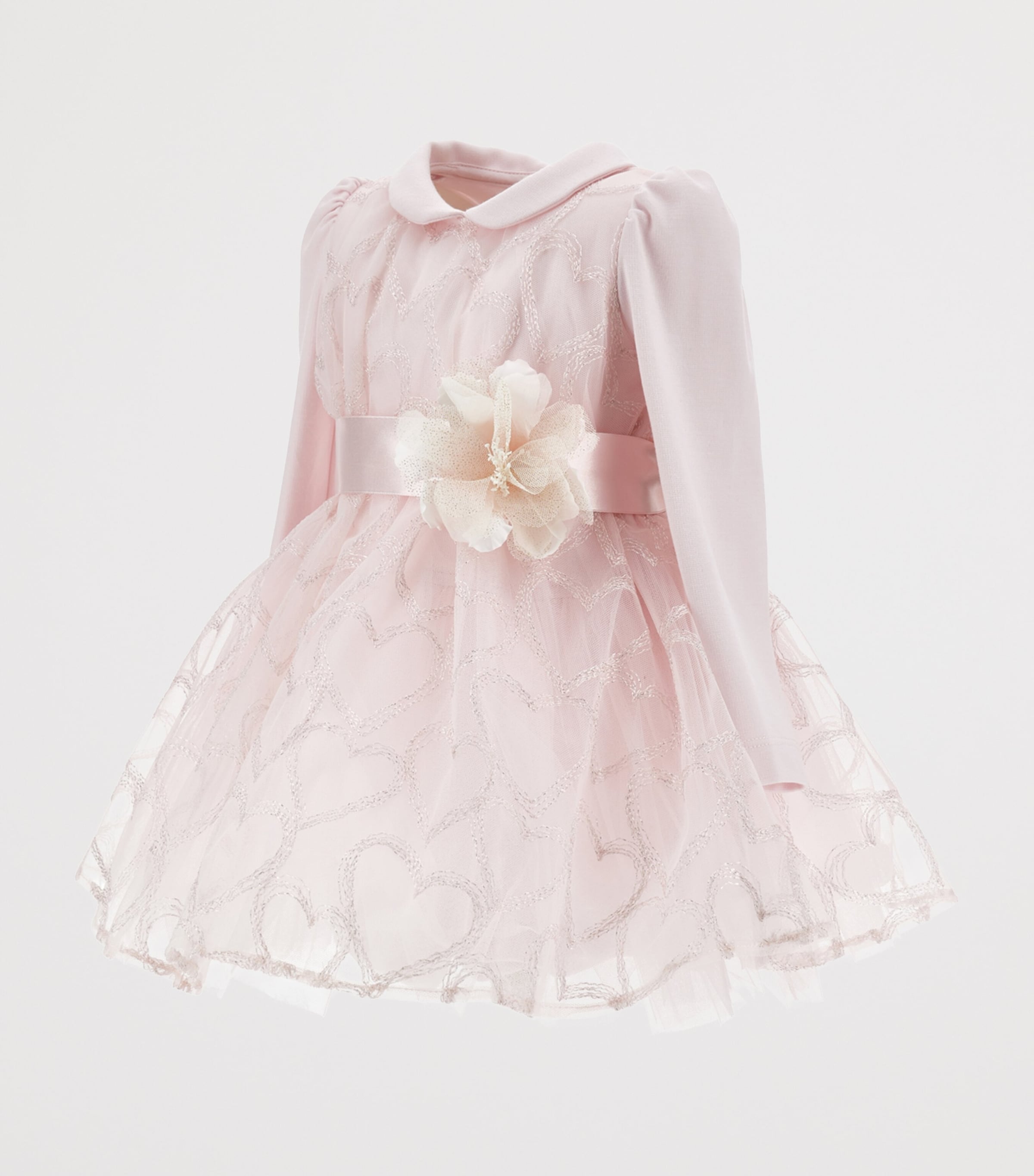 Tulle Glitter-Heart Appliqué Dress (3-36 Months) ROSA ANTICO Image 3