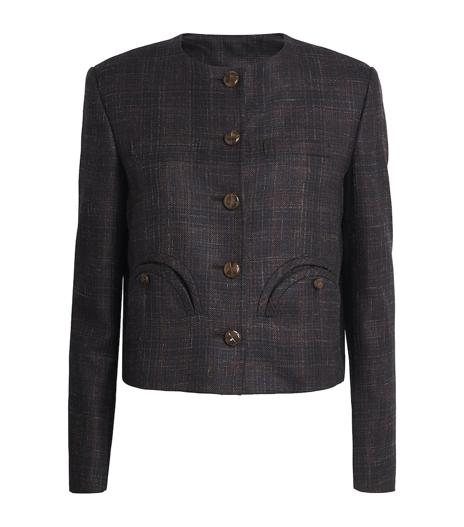 Blazé Milano Womens Virgin Wool-Blend Cropped Jacket Chocolate Image 1