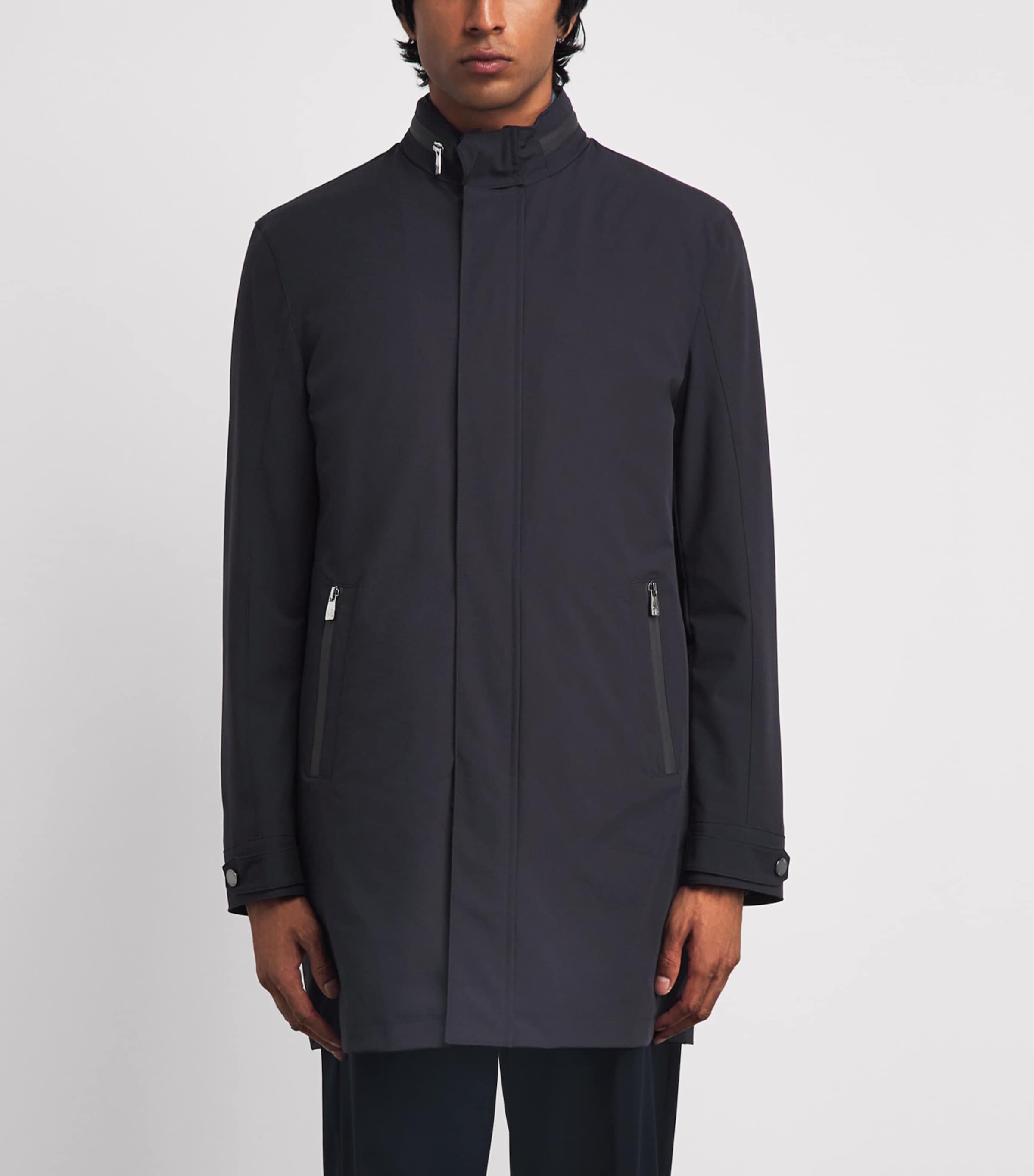 Corneliani Mens Water-Resistant Overcoat Navy Blue Image 4