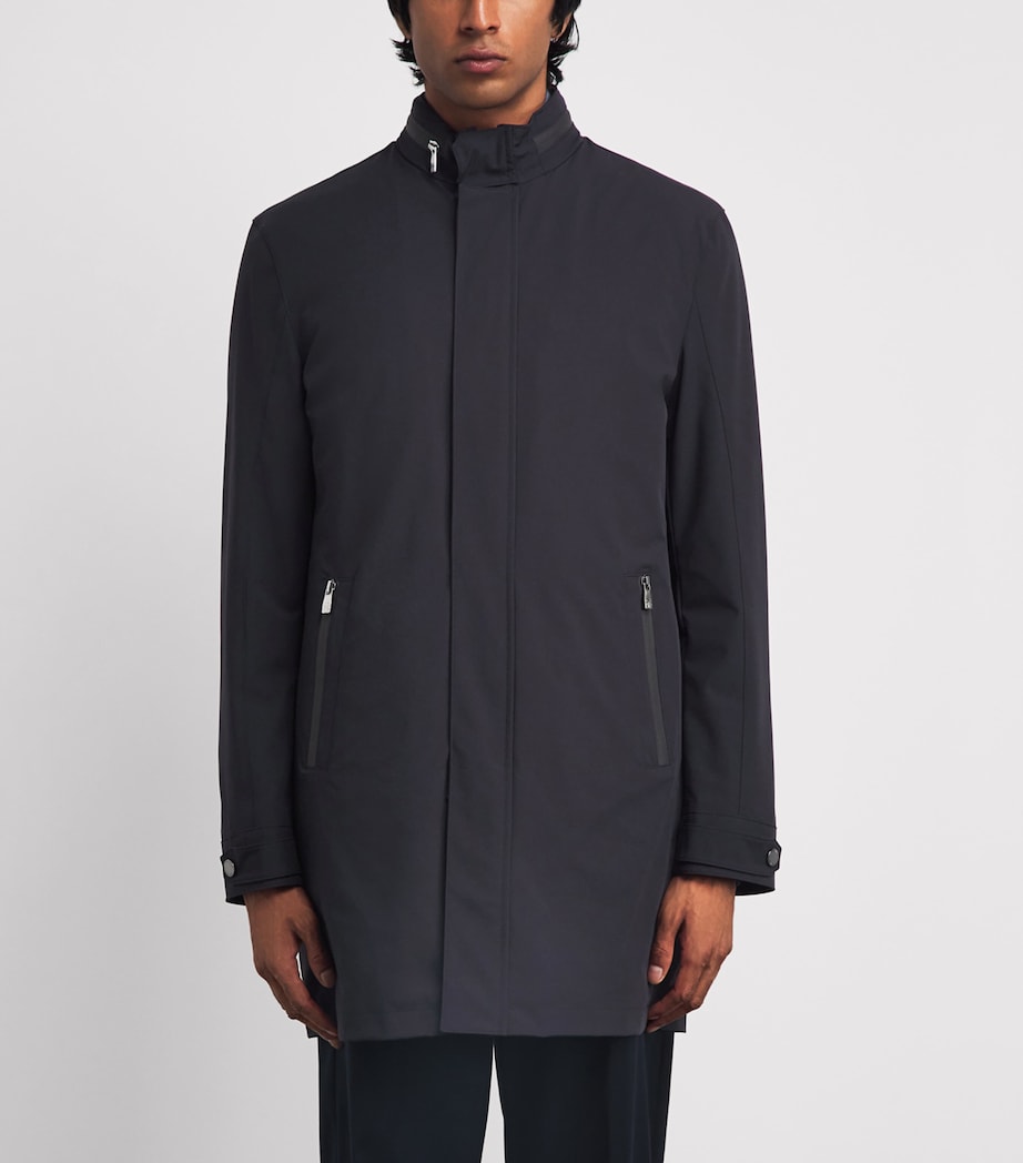 Corneliani Mens Water-Resistant Overcoat Navy Blue Image 4