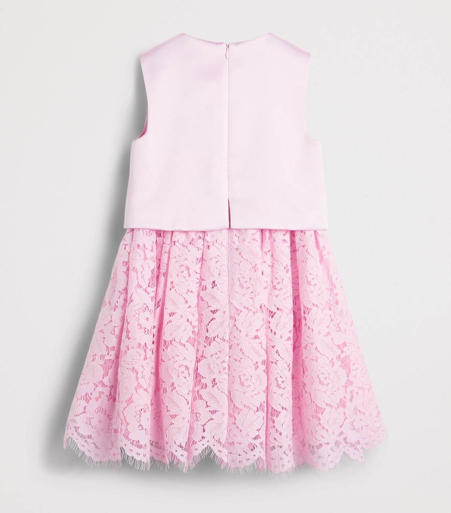 Self-Portrait Kids Satin Lace Dress (4-12 Years) Image 2