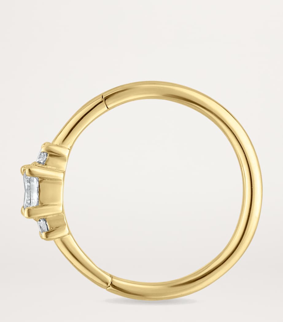 Diamond Princess Single Hoop Earring (9.5mm) YELLOW GOLD Image 2