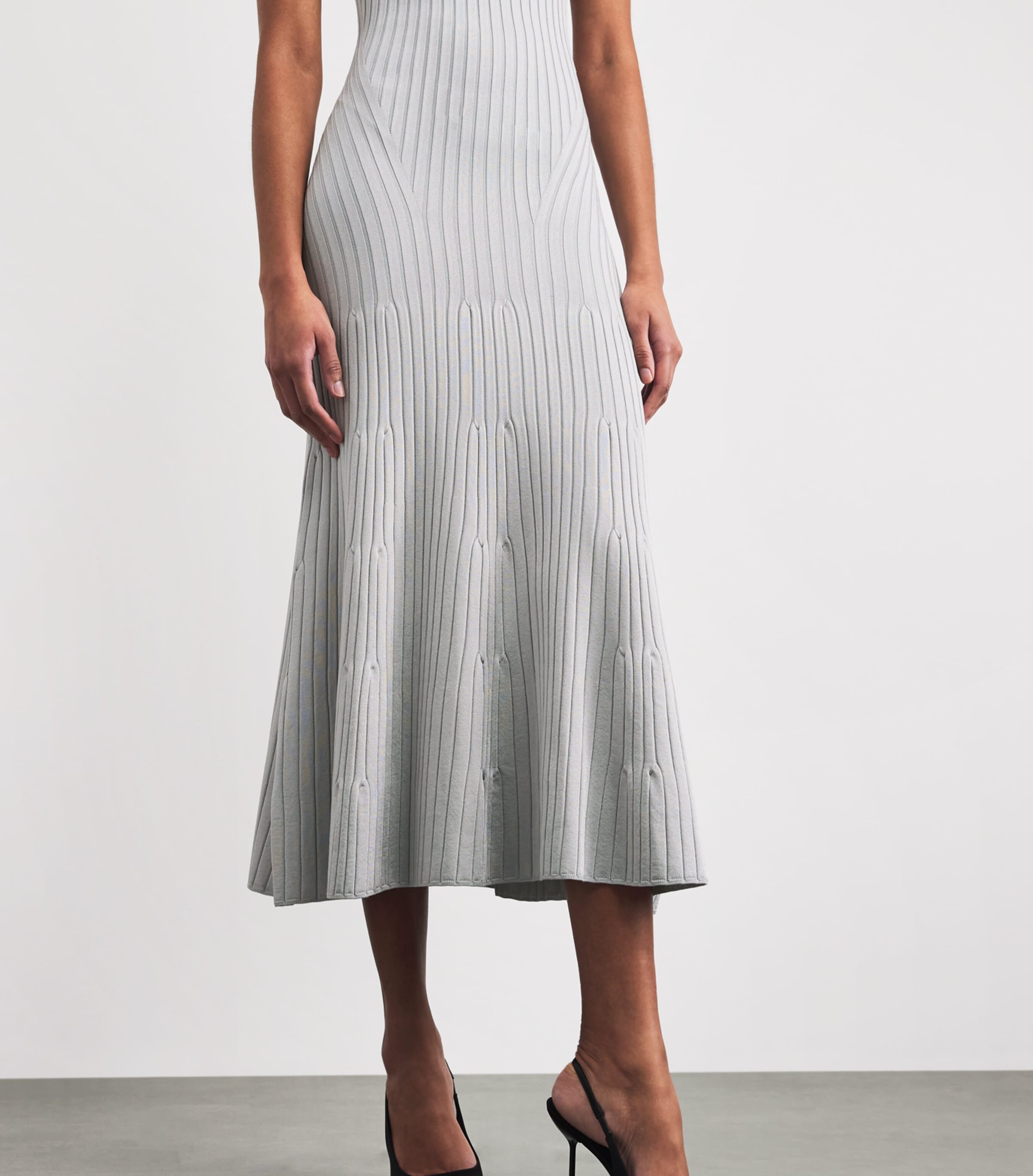 Adam Lippes Womens Rib-Knit Midi Dress Silver Image 5