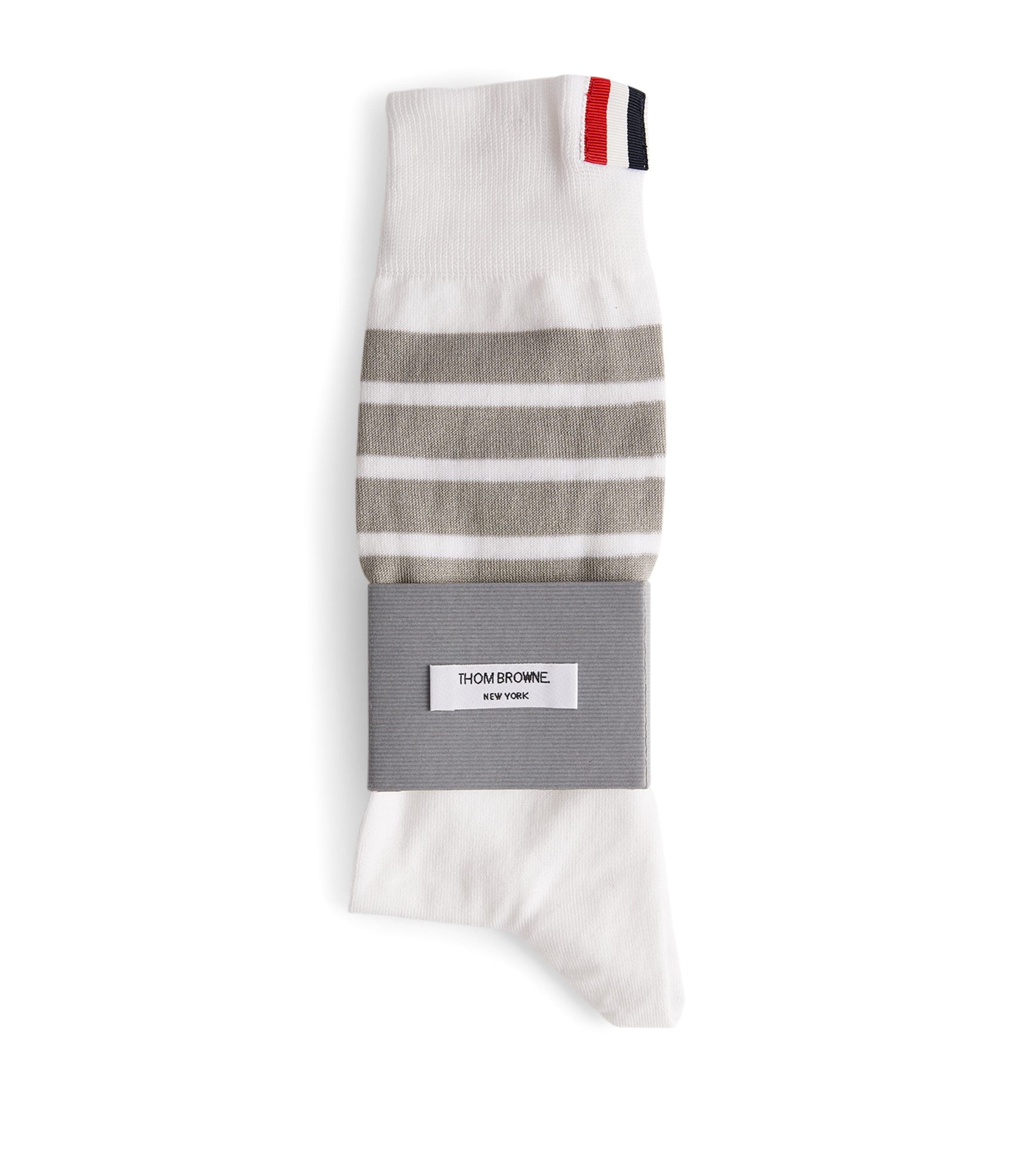 Thom Browne Cotton-blend 4-bar Mid-calf Socks In White