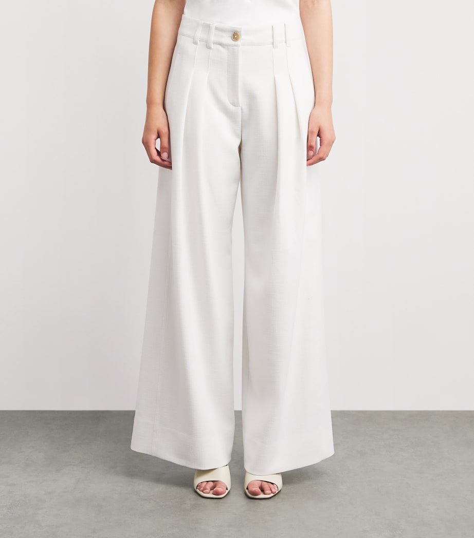 ME+EM Womens Wide-Leg Trousers Ivory Image 4