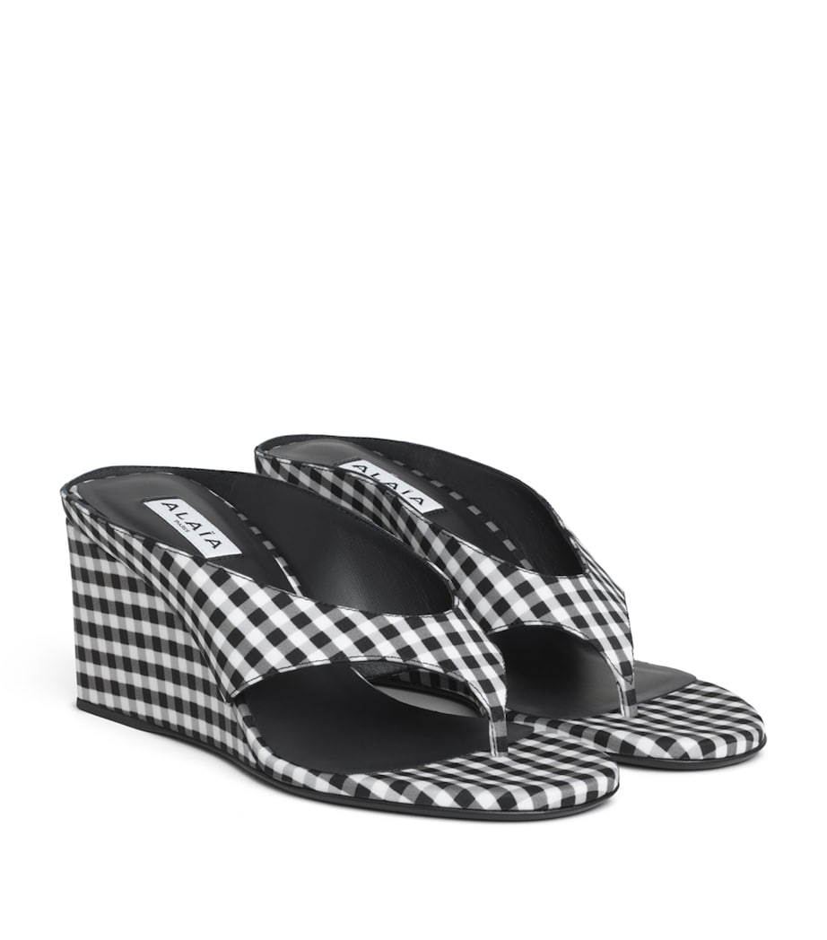 Alaïa Vichy Print Cube Sandals 75 Black/white Image 2