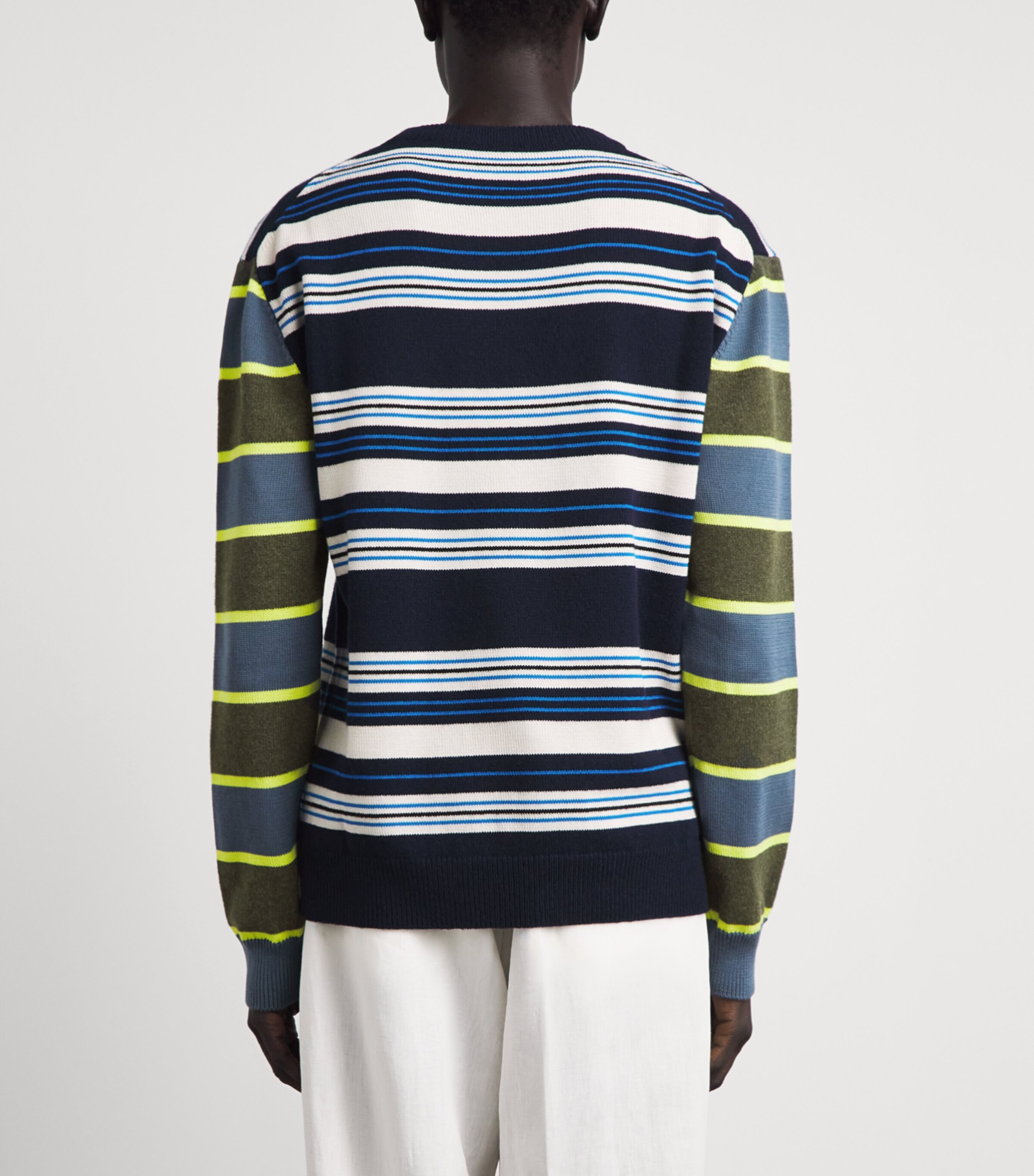 Paul Smith Mens Wool-Cotton Stripe Sweater Dark Navy Image 5