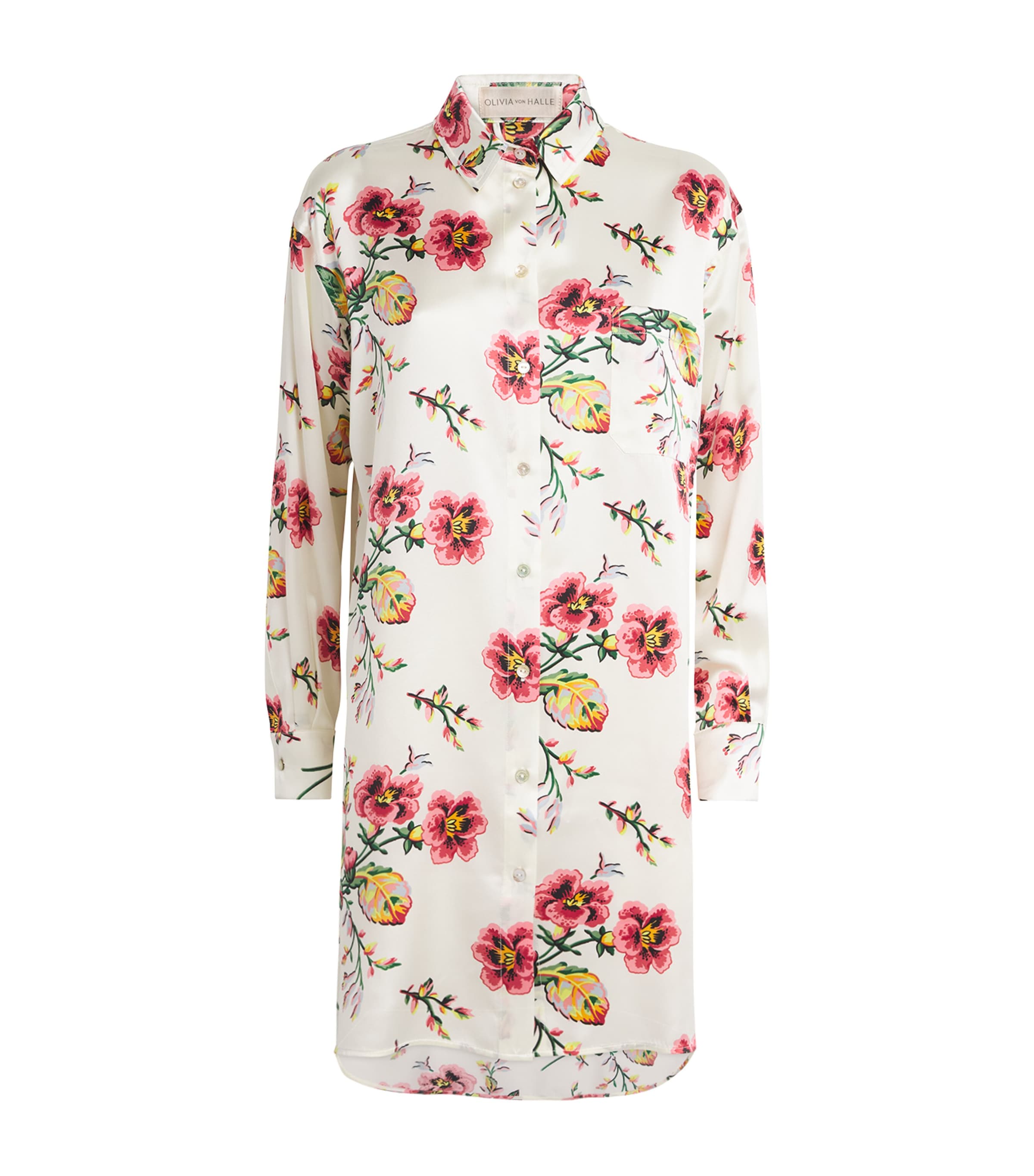 OLIVIA VON HALLE SILK MAUGHAM CELESTE NIGHTSHIRT 