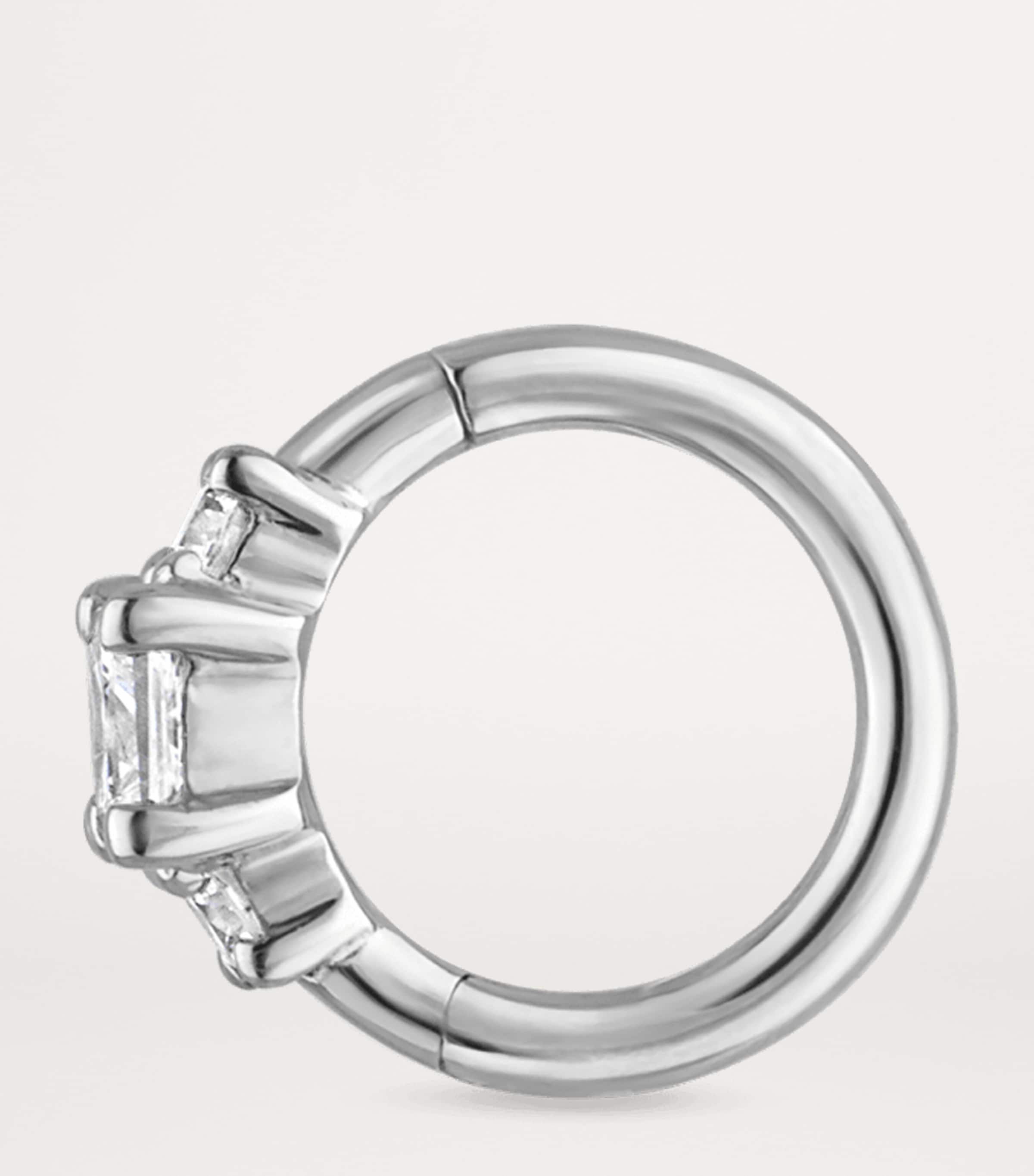 Diamond Princess Single Hoop Earring (5mm) WHITE GOLD Image 2