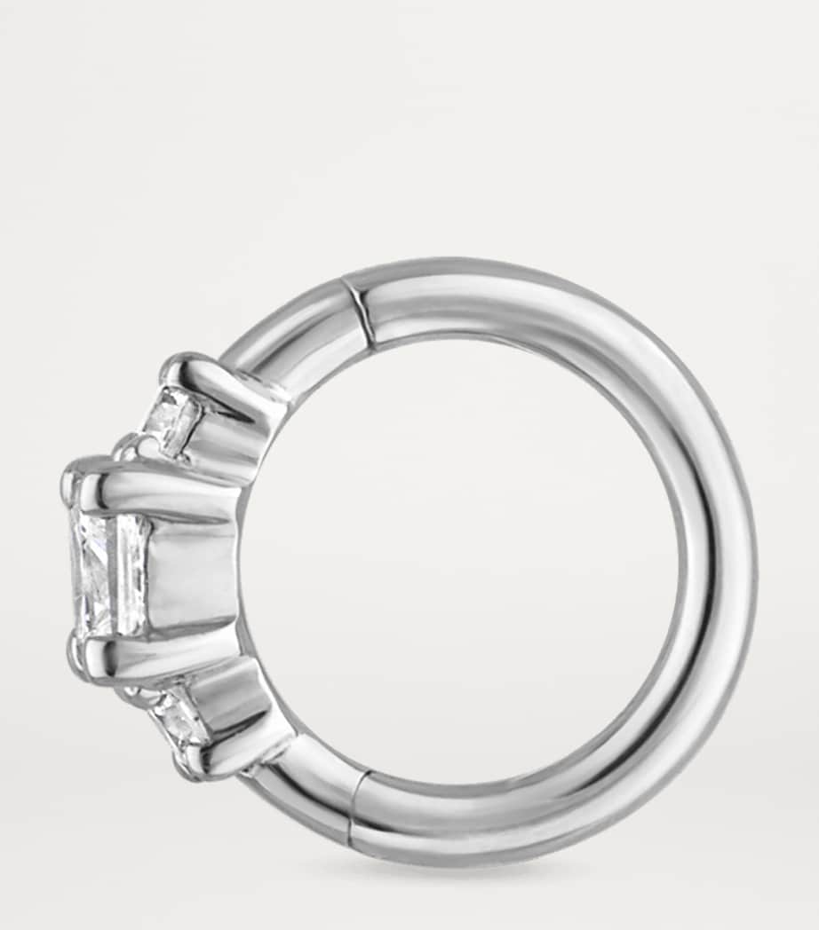 Diamond Princess Single Hoop Earring (5mm) WHITE GOLD Image 2