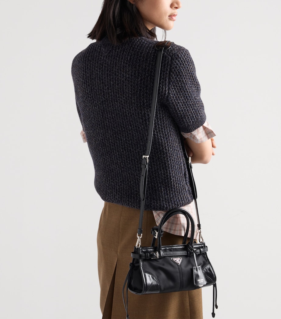 Prada Small Re-Nylon Bonnie Top-Handle Bag Black Image 9