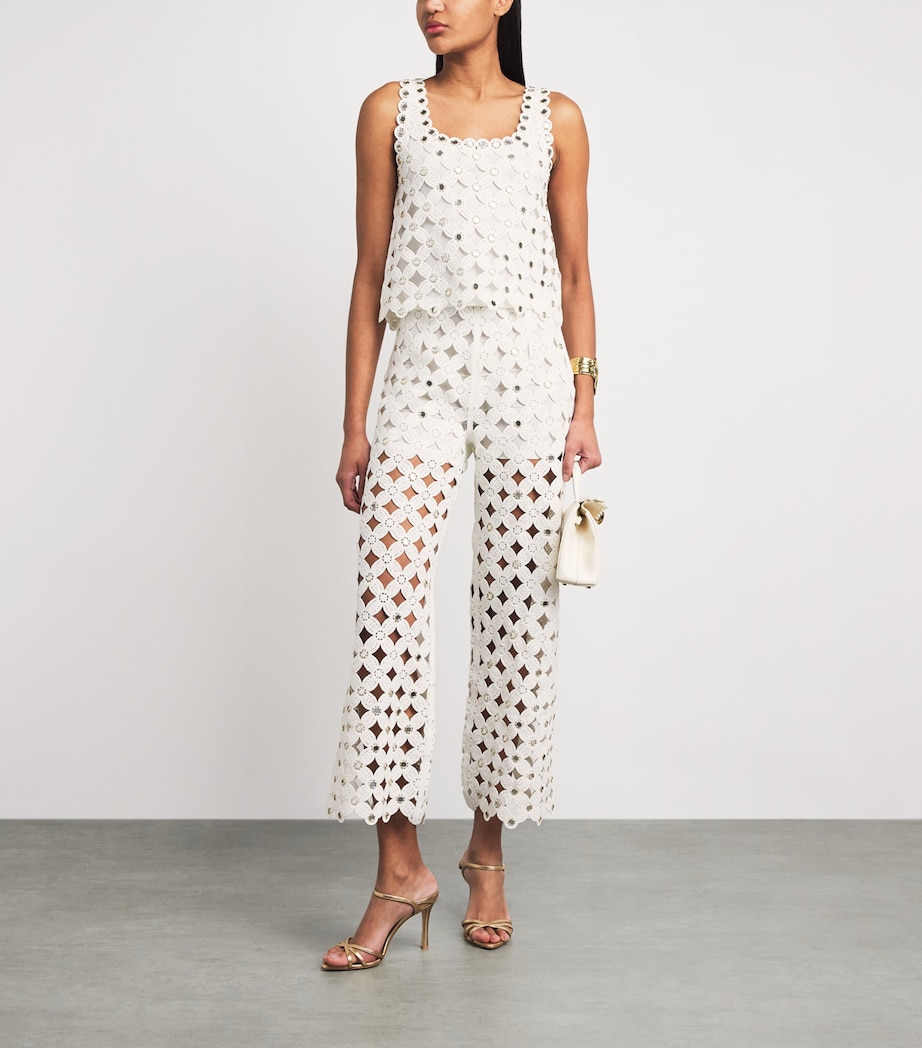 Maje Womens Mirror-Detail Crochet Top White Image 2