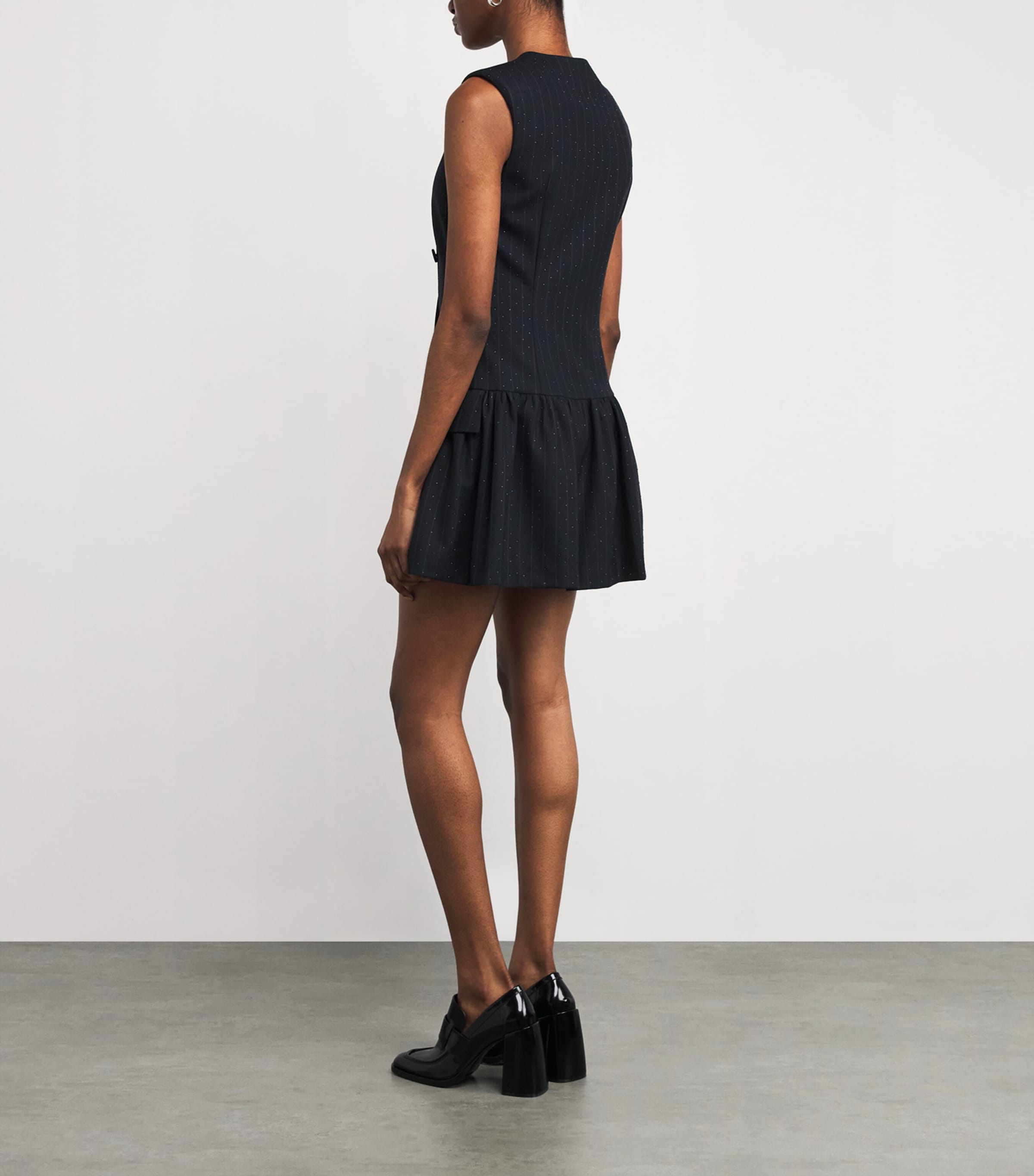 Embellished Pinstripe Mini Dress NAVY BLUE Image 3