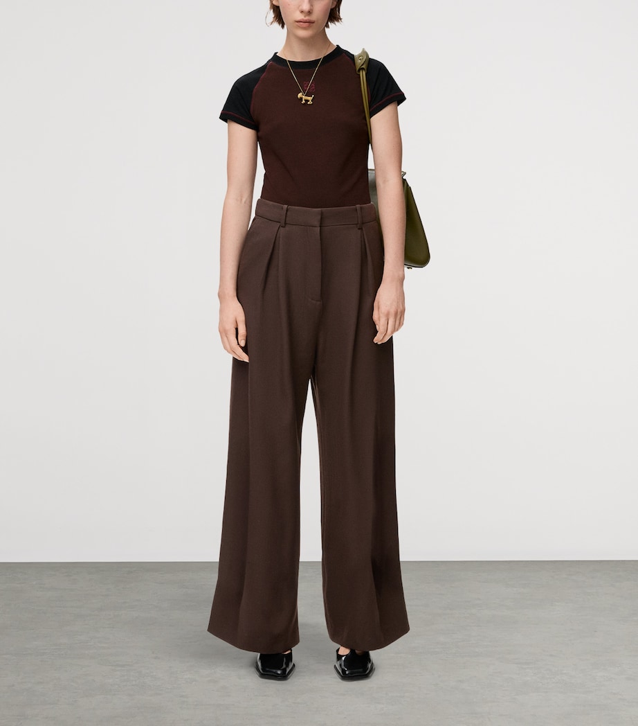 Cotton-Blend Slim T-Shirt BLACK/BURGUNDY Image 2