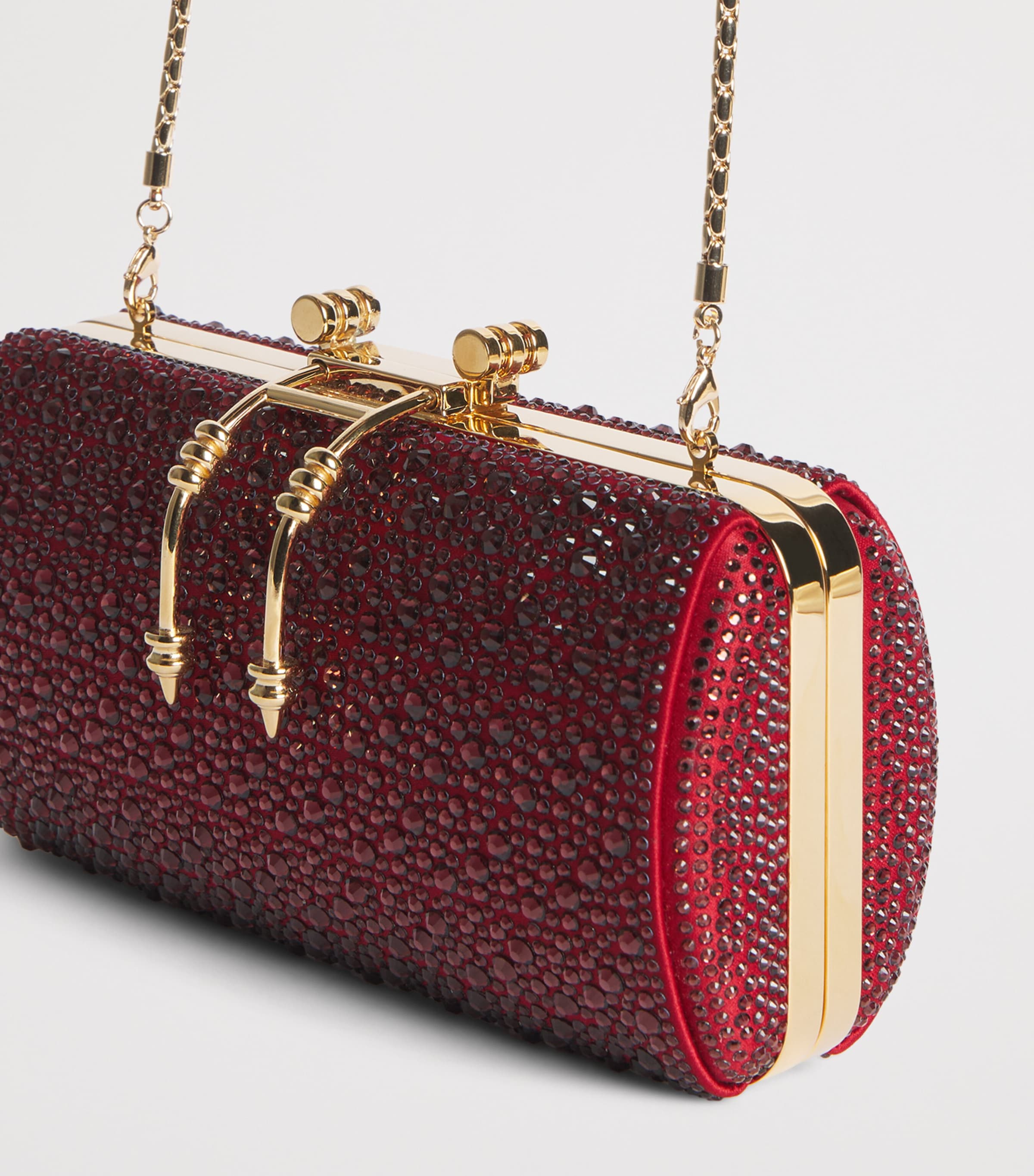 OKHTEIN Soirée Clutch Bag Burgundy Crystals Image 6