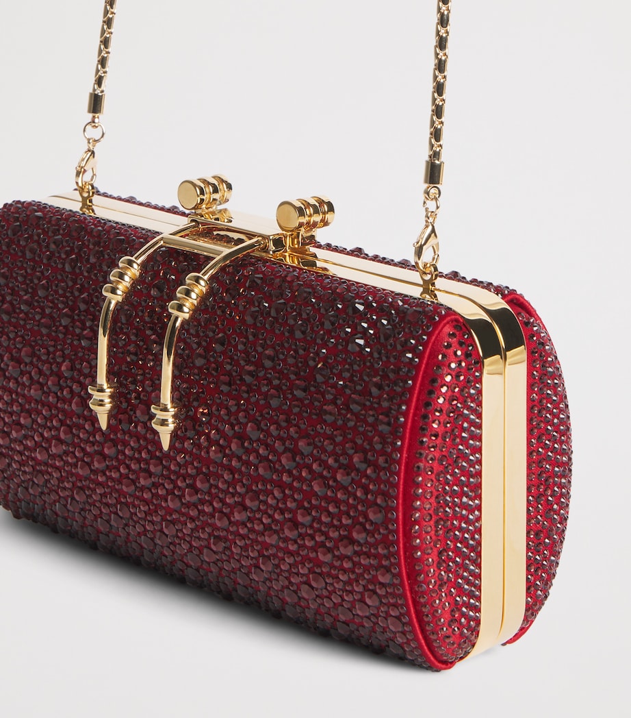 OKHTEIN Soirée Clutch Bag Burgundy Crystals Image 6