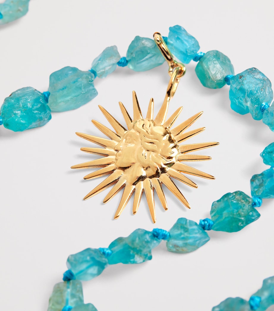 Gold-Plated and Apatite Mini Sun Necklace TEAL Image 4