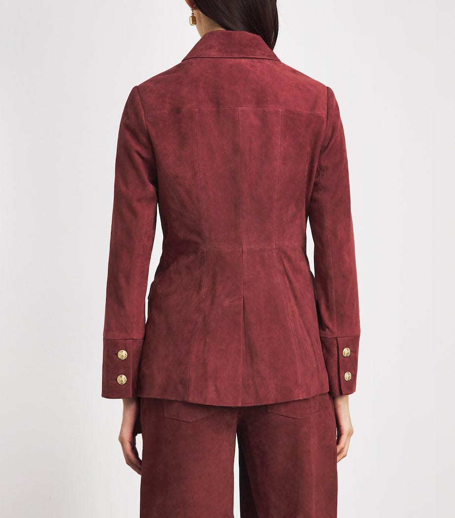Alice+Olivia Womens Dorothie Suede Utility Jacket Cognac Image 5