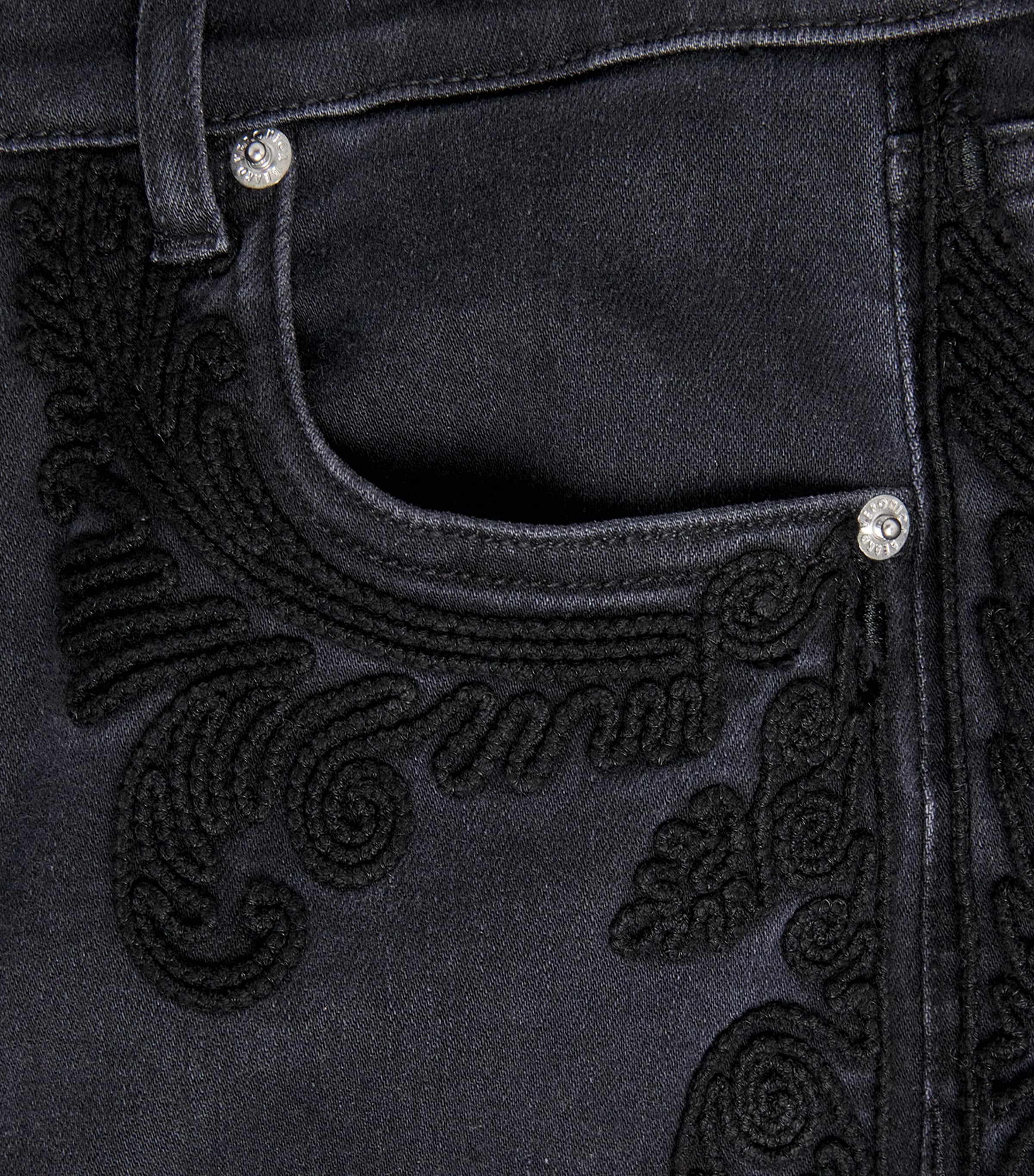 Embroidered Crosbie Slim Wide-Leg Jeans WA_ON WASHED ONYX Image 5