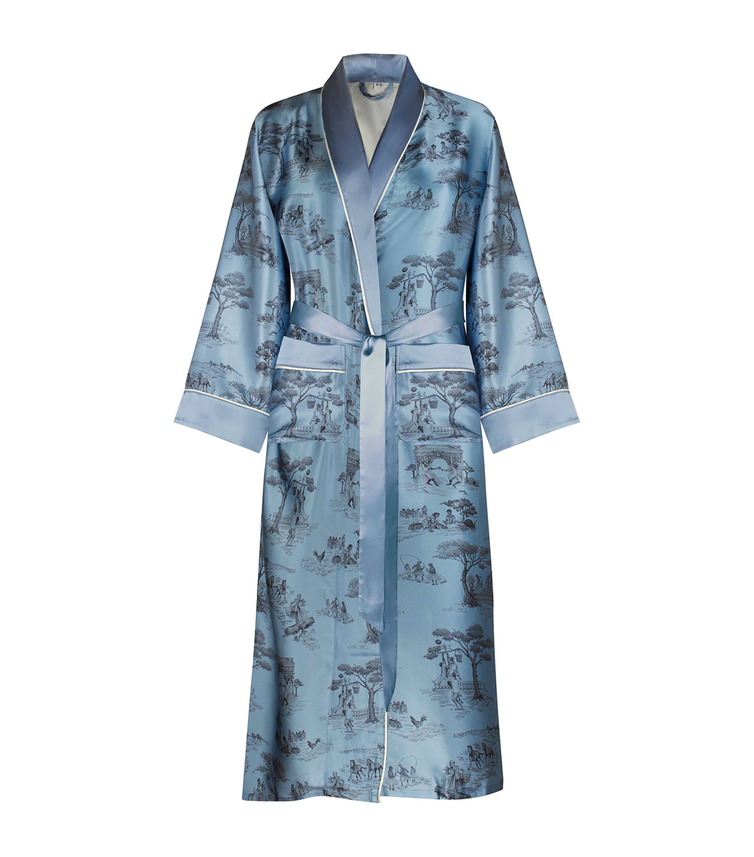 Gingerlily X Sheila Bridges Mulberry Silk Harlem Toile Robe In Blue