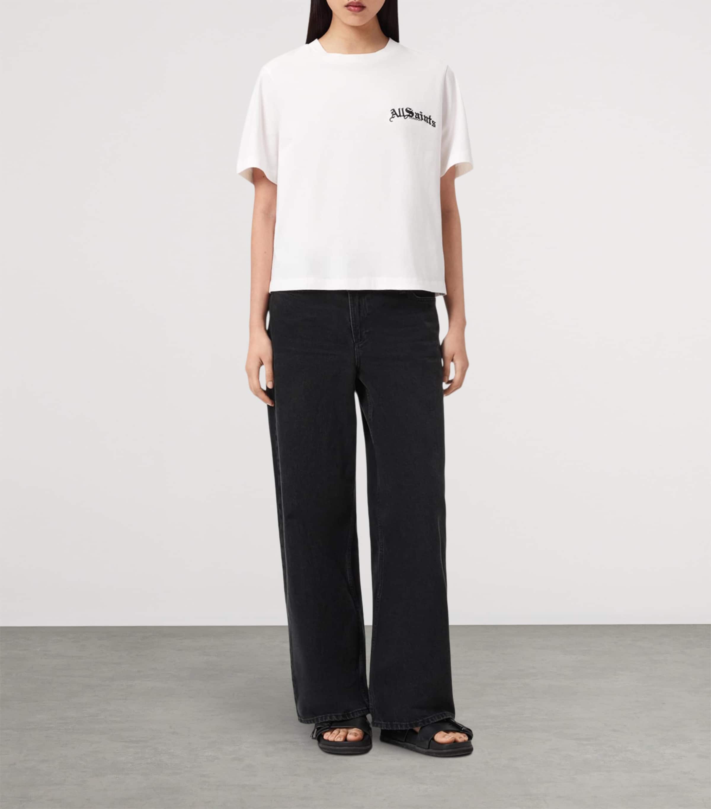 AllSaints Womens Organic Cotton Logo Lisa T-Shirt Chalk White Image 2