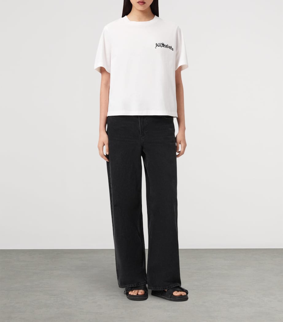 AllSaints Womens Organic Cotton Logo Lisa T-Shirt Chalk White Image 2
