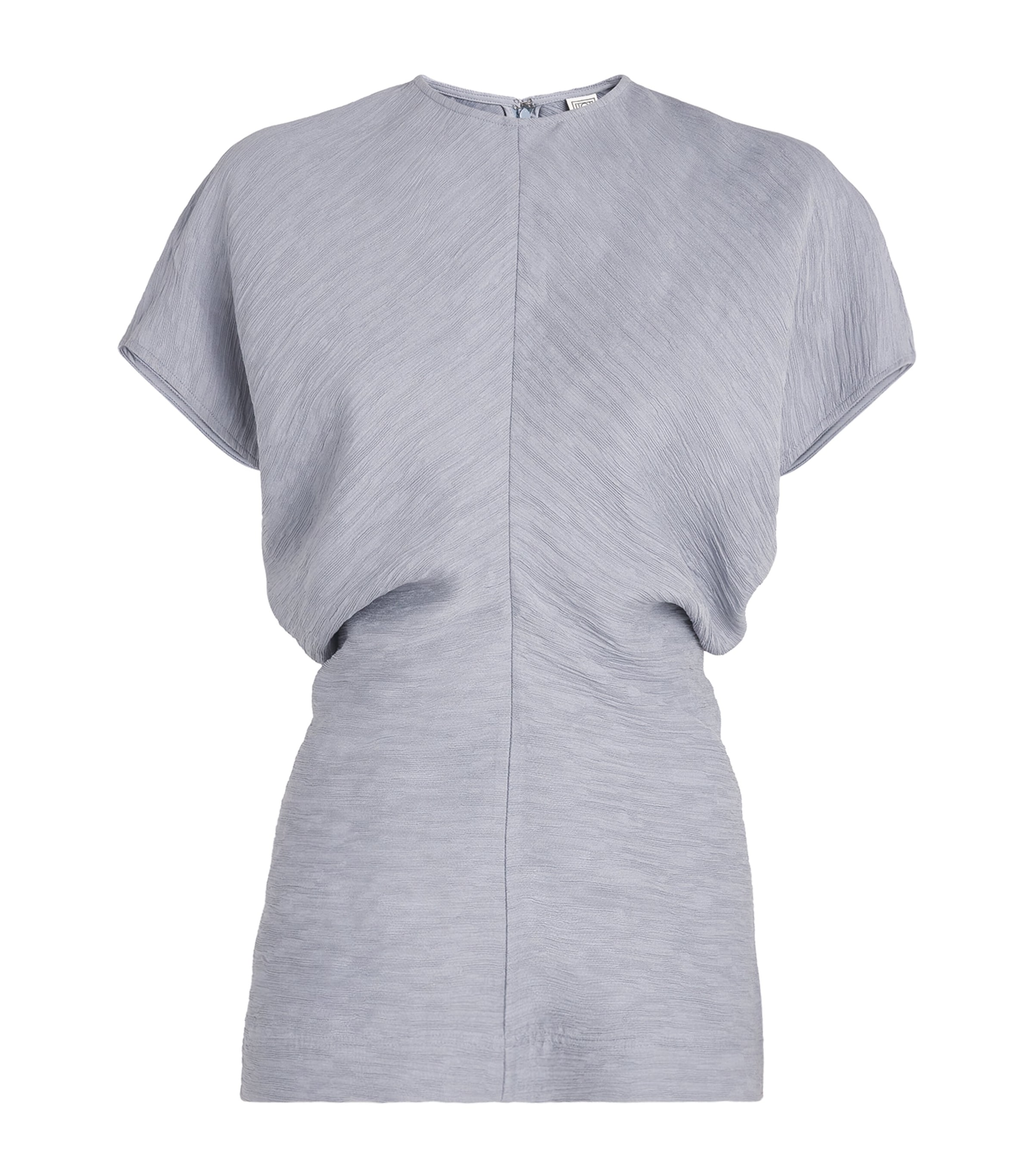Totême Blue Slouch Waist Crinkled Blouse In Blue