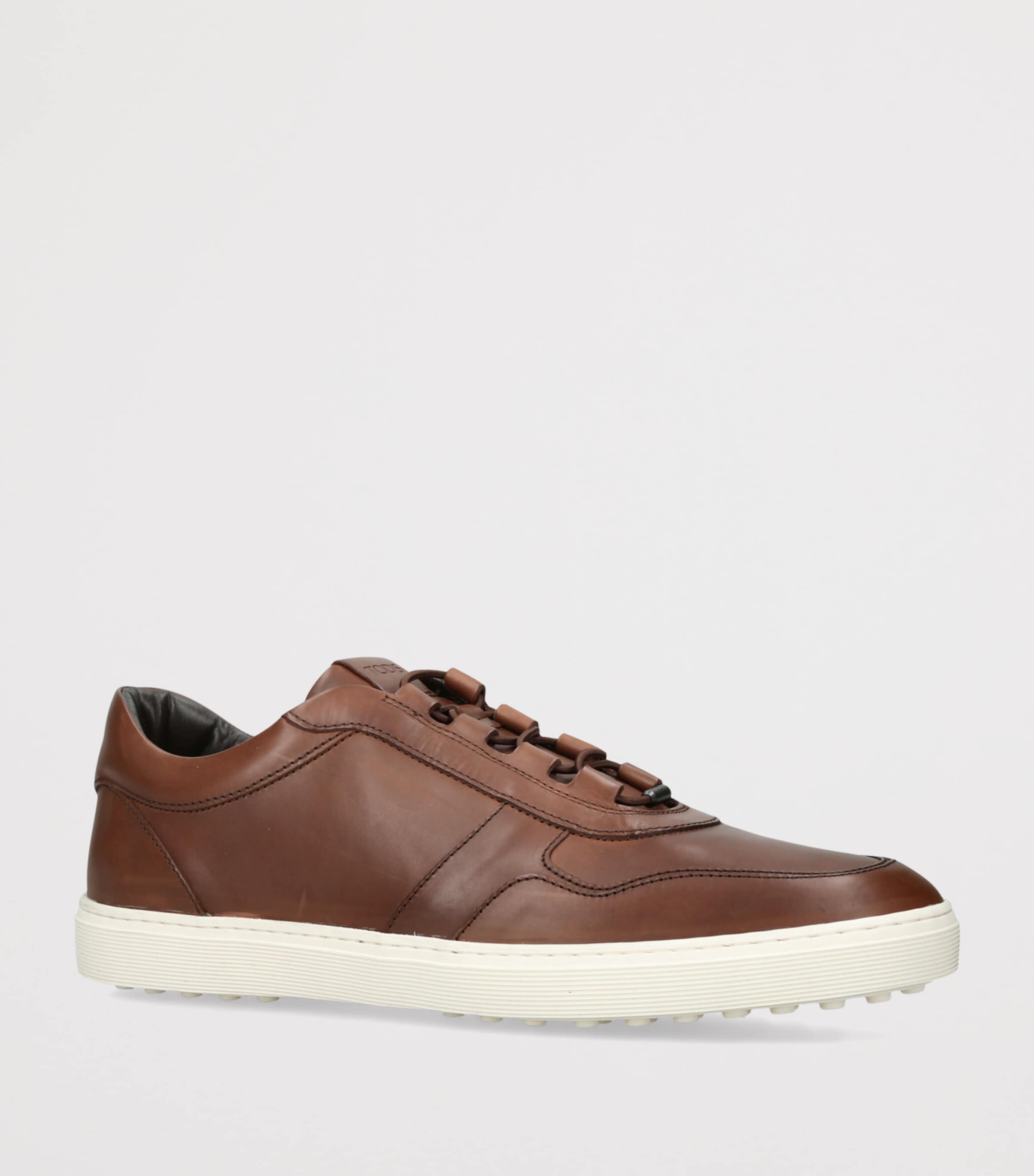 Tod's Leather Elastic Cassetta Sneakers Dark Brown Image 2