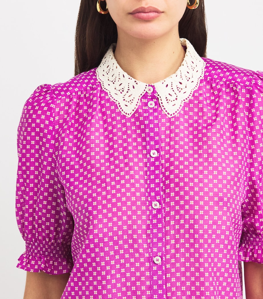 Cotton-Silk Crosses Blouse IRIS/CREAM/ORANGE Image 6