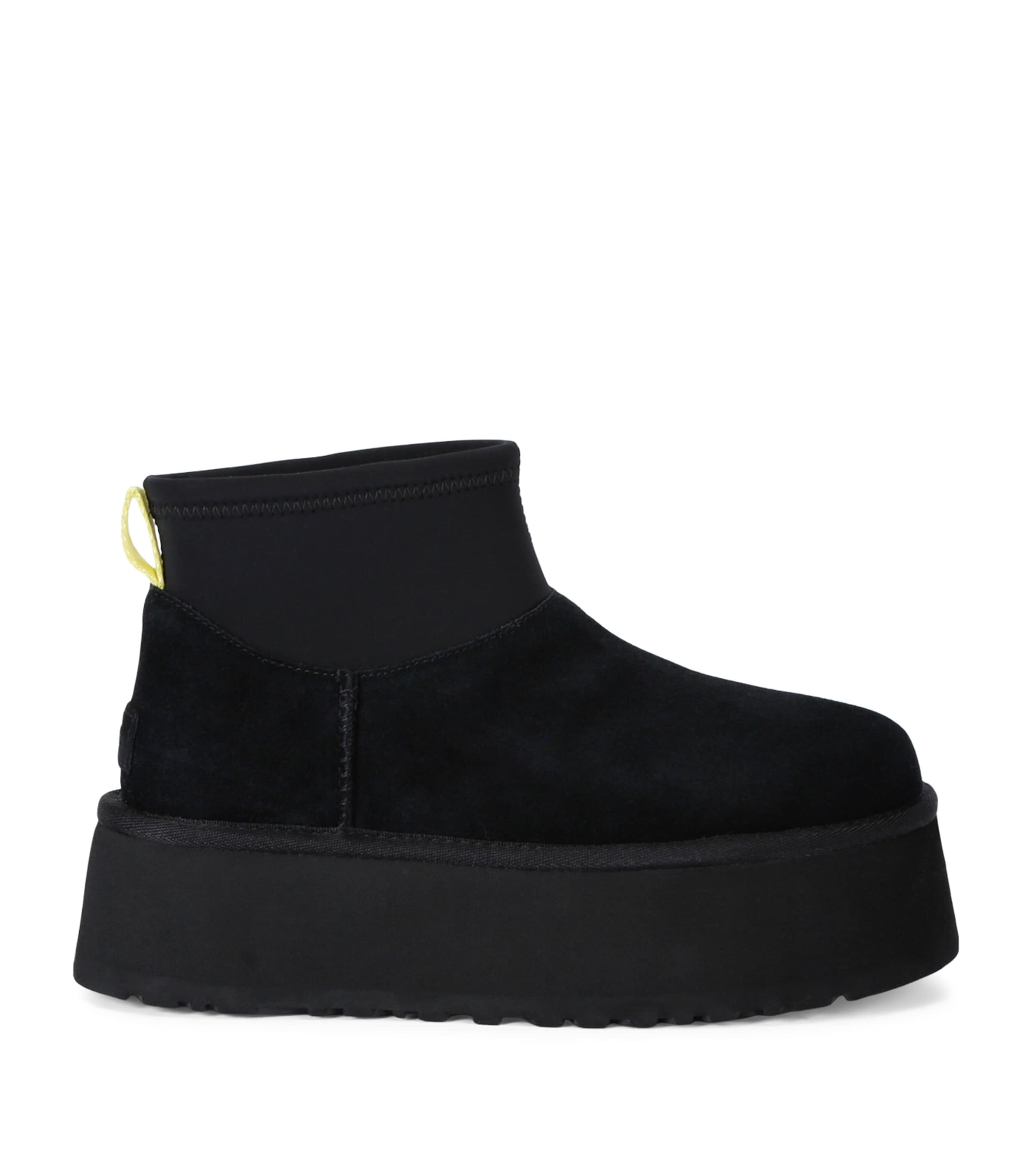Ugg Black ‘classic Mini Dipper' Ankle Boots With Fabric Insert In Suede Woman In Black