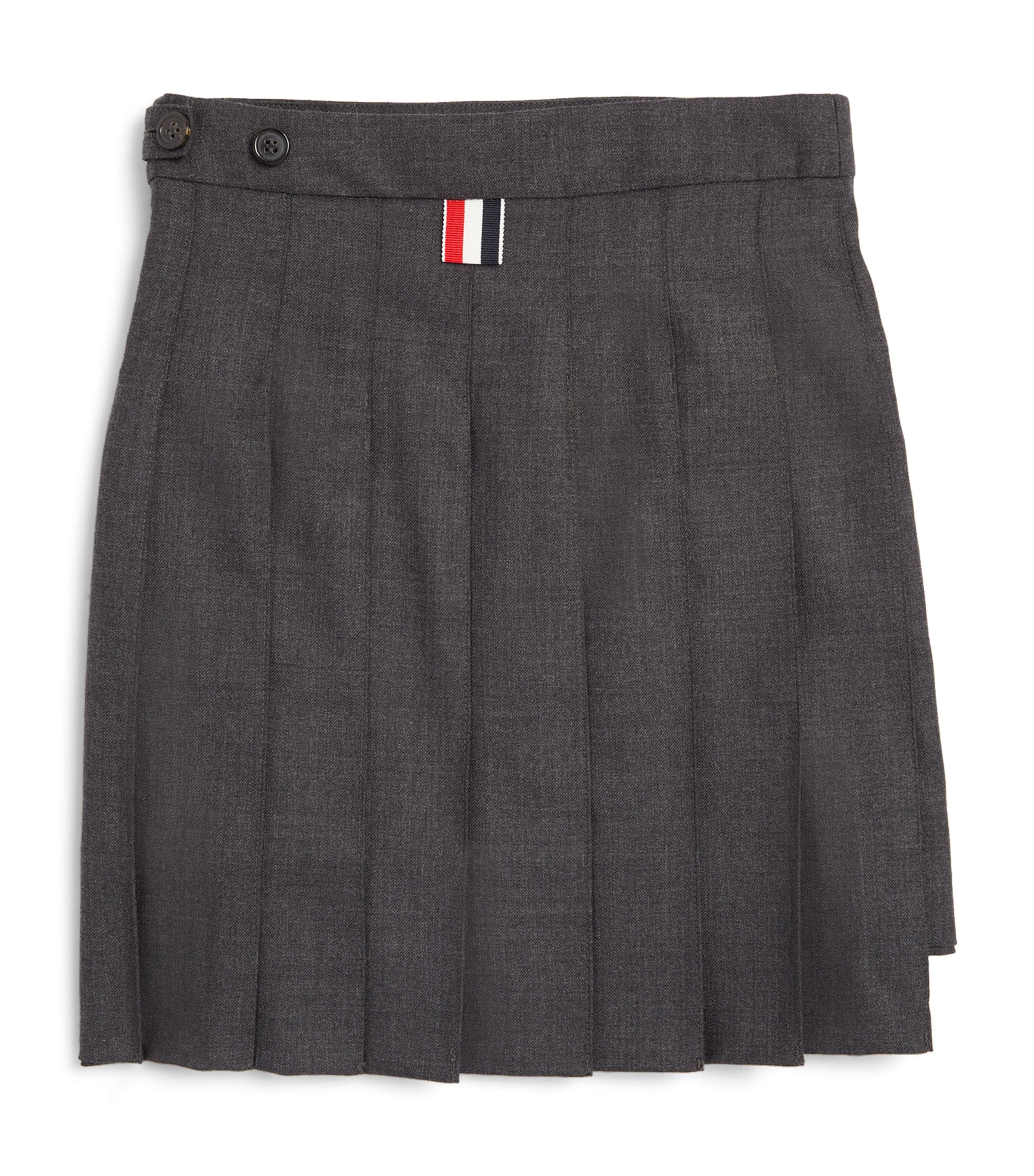 Thom Browne Kids Wool Pleated Skirt (2-12 Years) Dark Grey Image 3