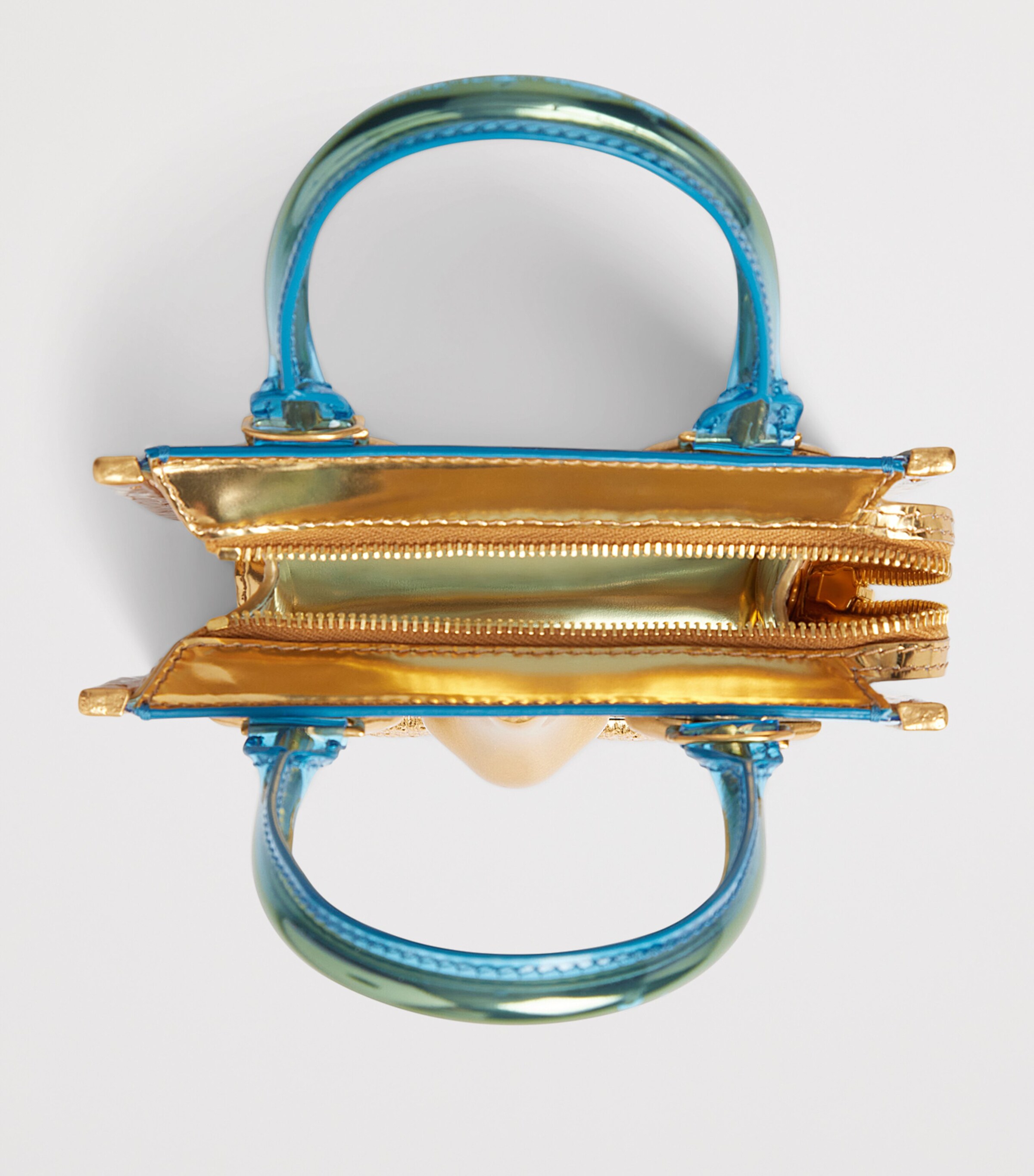 Mini Vinyl Face Top-Handle Bag 71 GOLD/BLUE Image 4