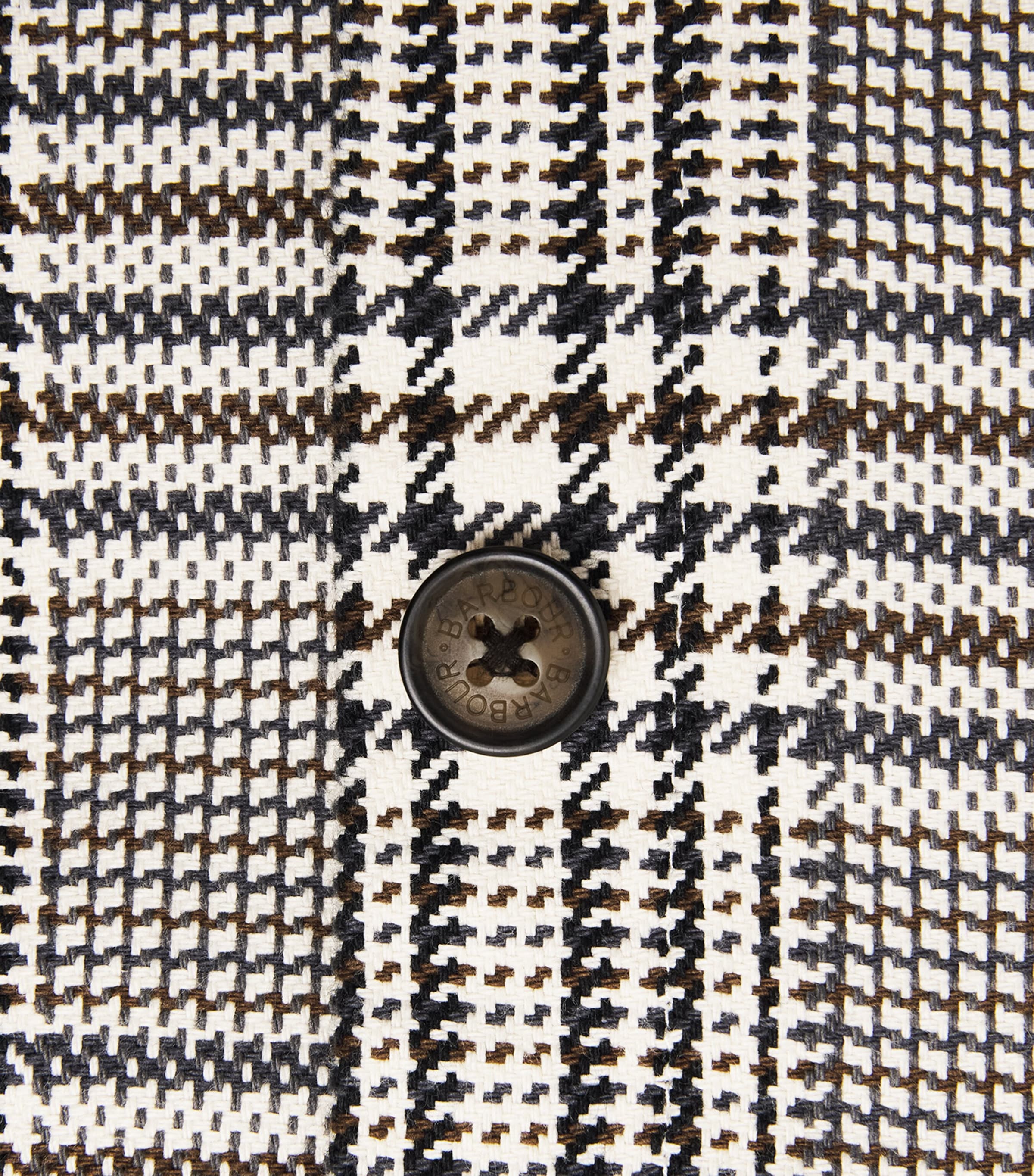 Barbour Mens Cotton Houndstooth Alderney Overshirt Whisper White Image 6