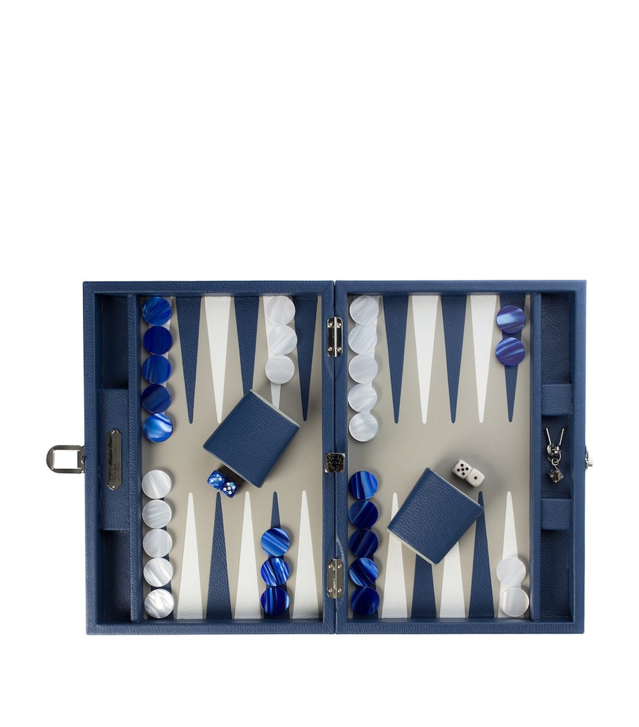 Leather Backgammon Set FRENCH BLUE Image 6